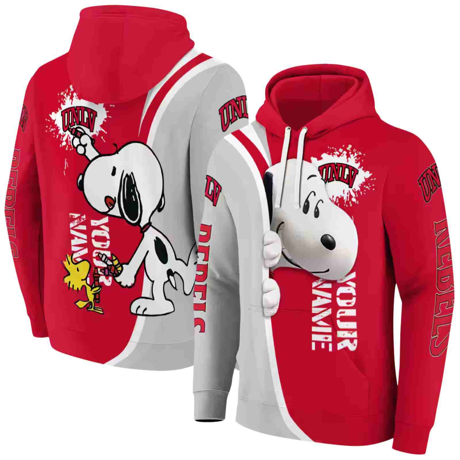 customized unlv rebels peeking snoopy red hoodie fashion forward