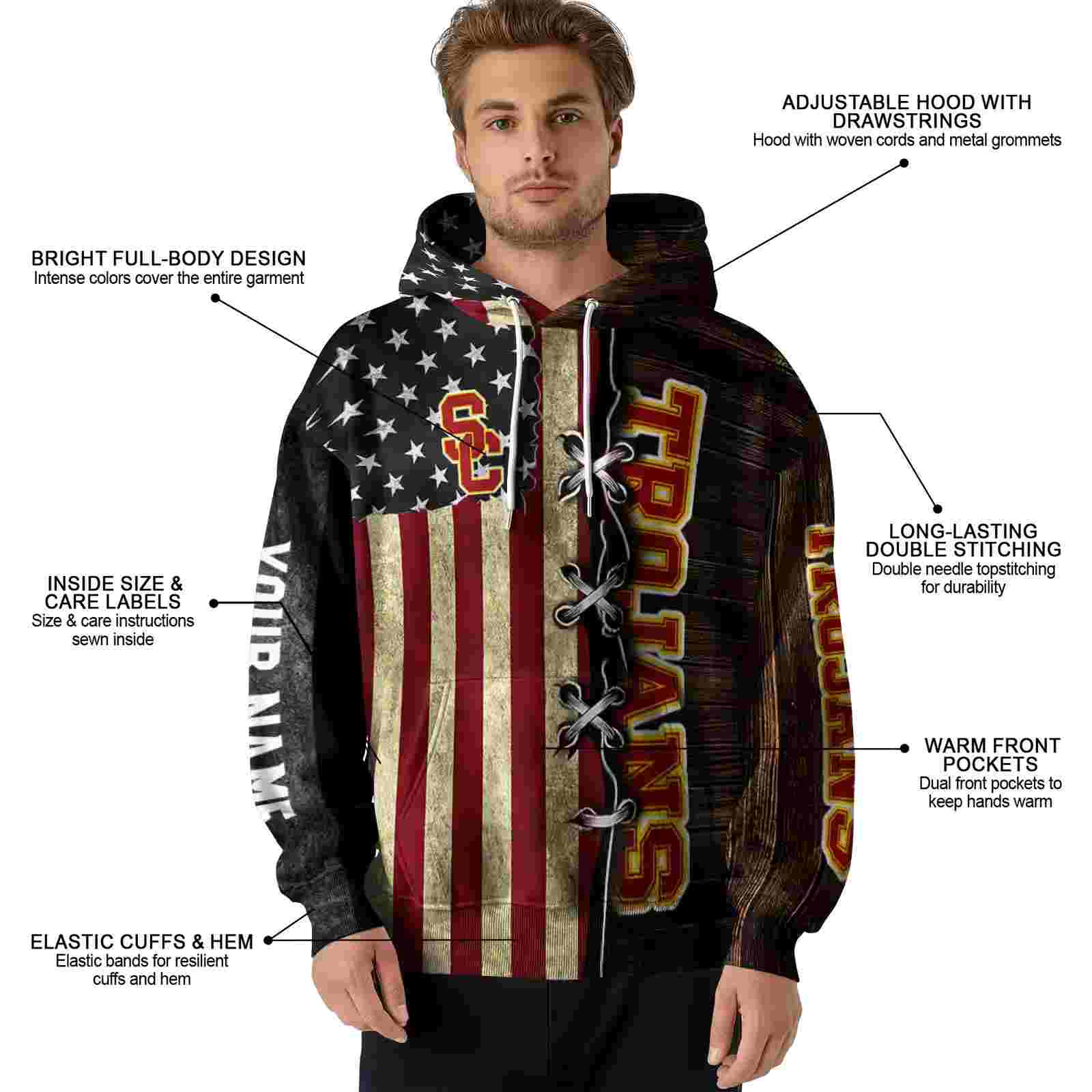 customized usc trojans american pride hoodie latest model