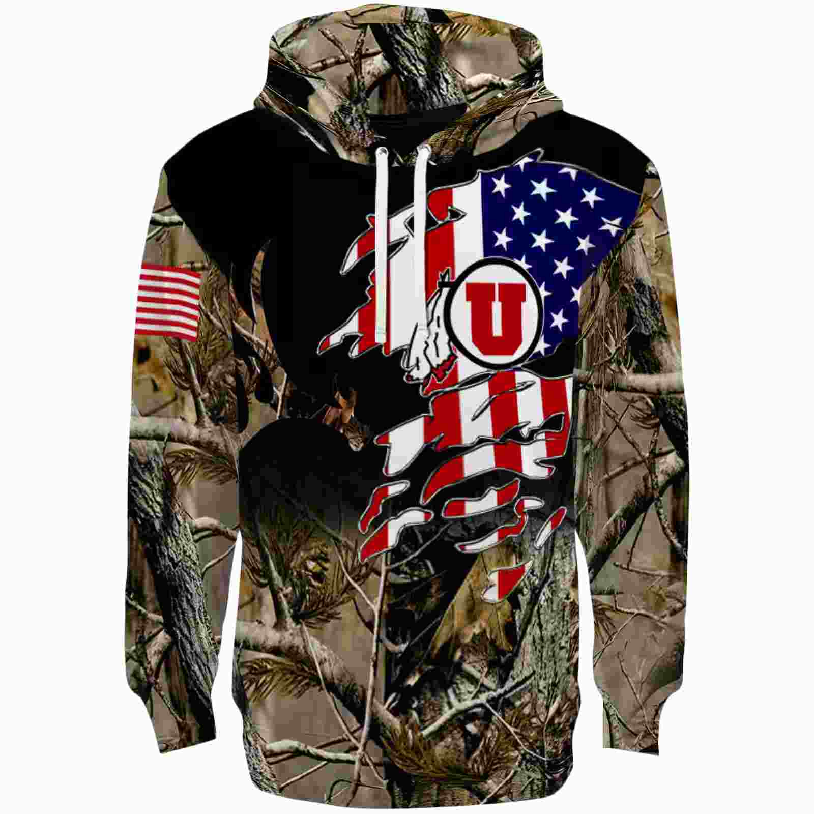 Customized Utah Utes Tree Camo Hoodie