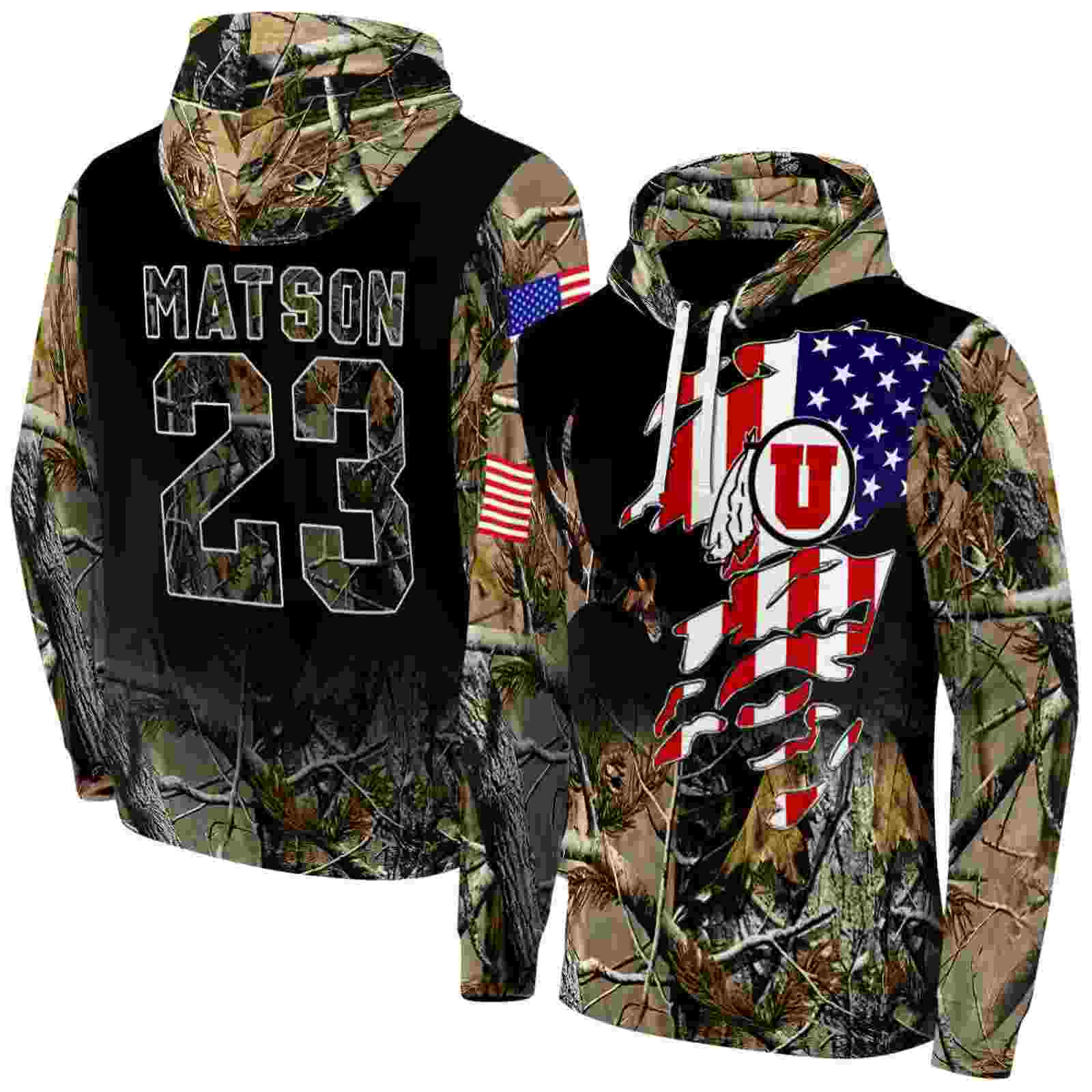 customized utah utes tree camo hoodie fashion forward