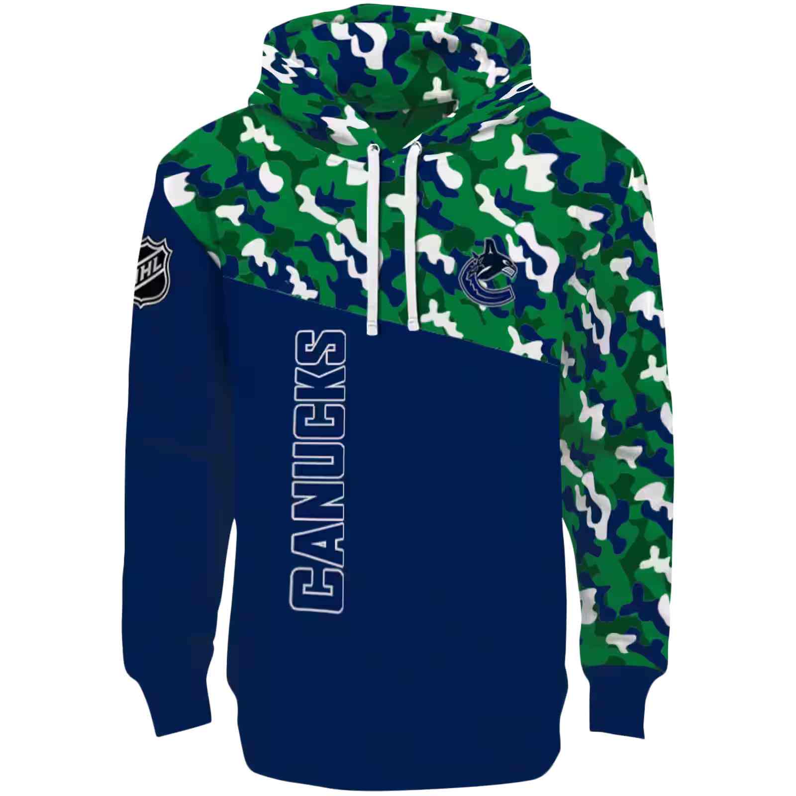 Customized Vancouver Canucks Camo Pattern Blue Hoodie