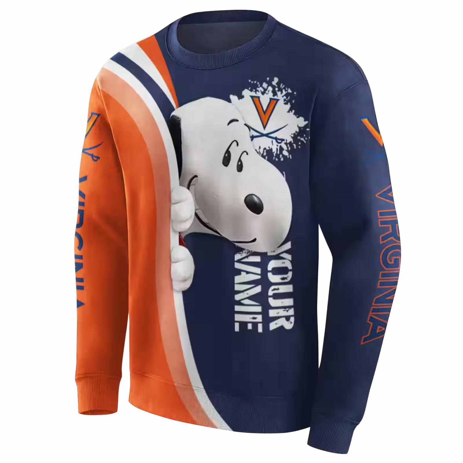 customized virginia cavaliers peeking snoopy blue hoodie new arrival