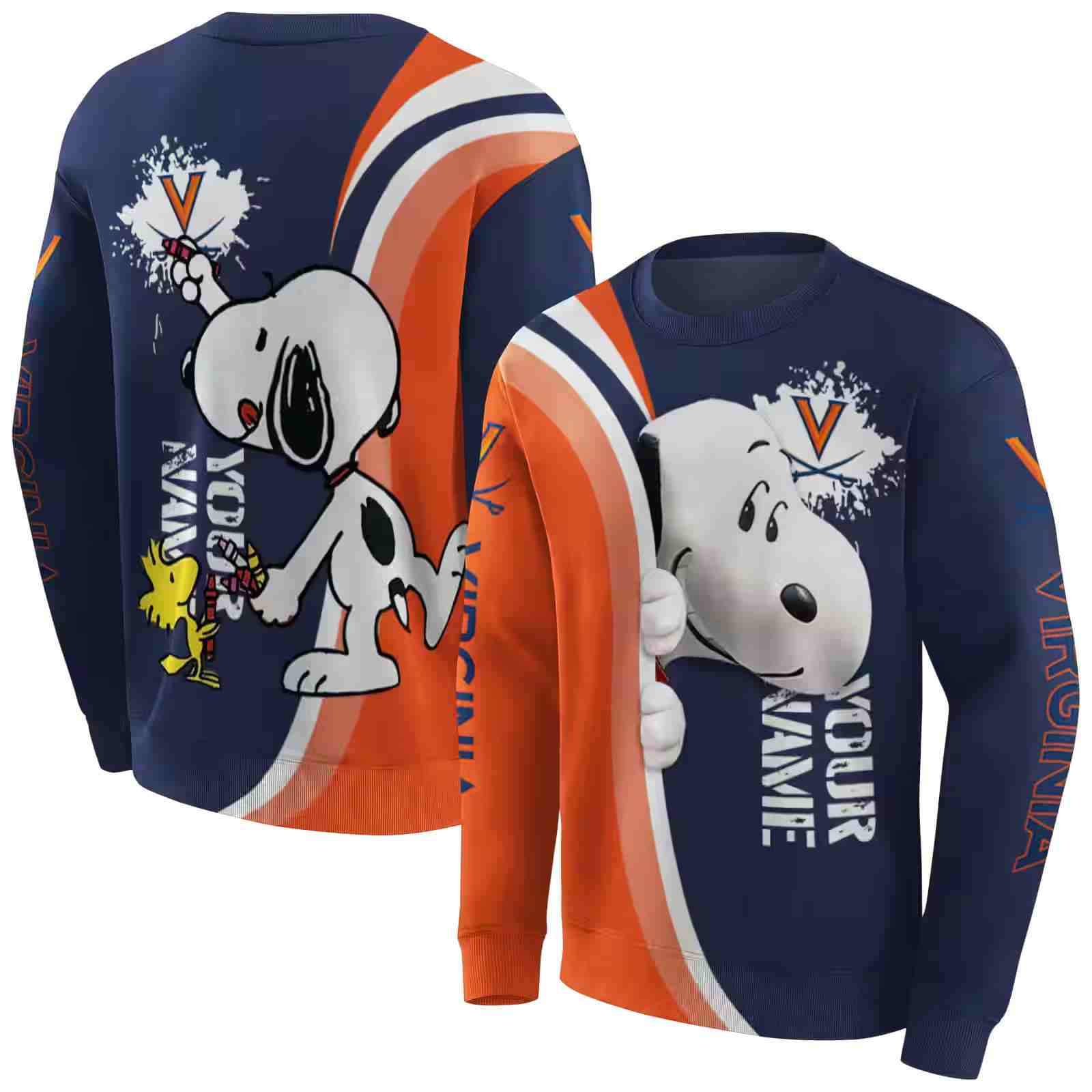 customized virginia cavaliers peeking snoopy blue hoodie premium grade