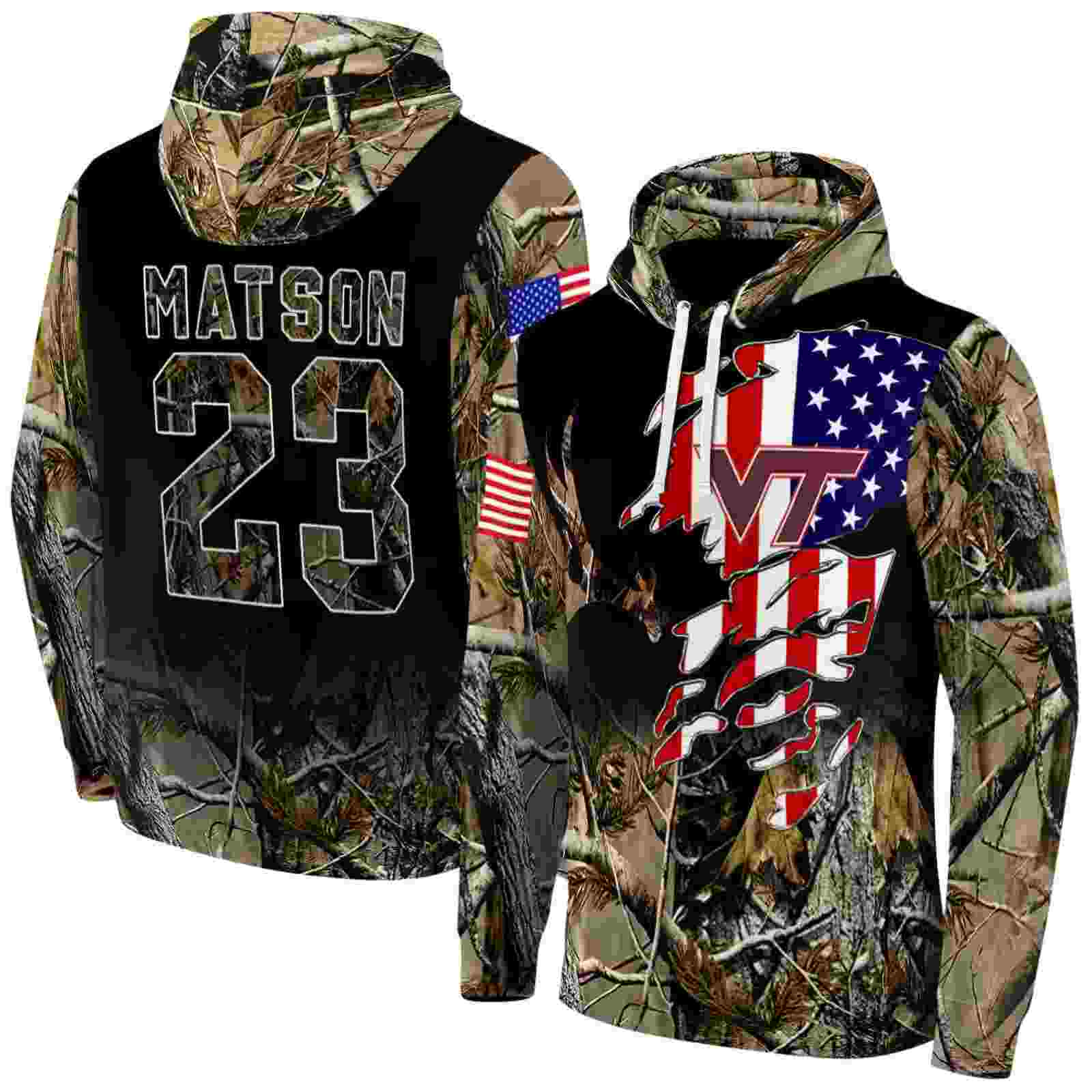 customized virginia tech hokies tree camo hoodie fashion forward
