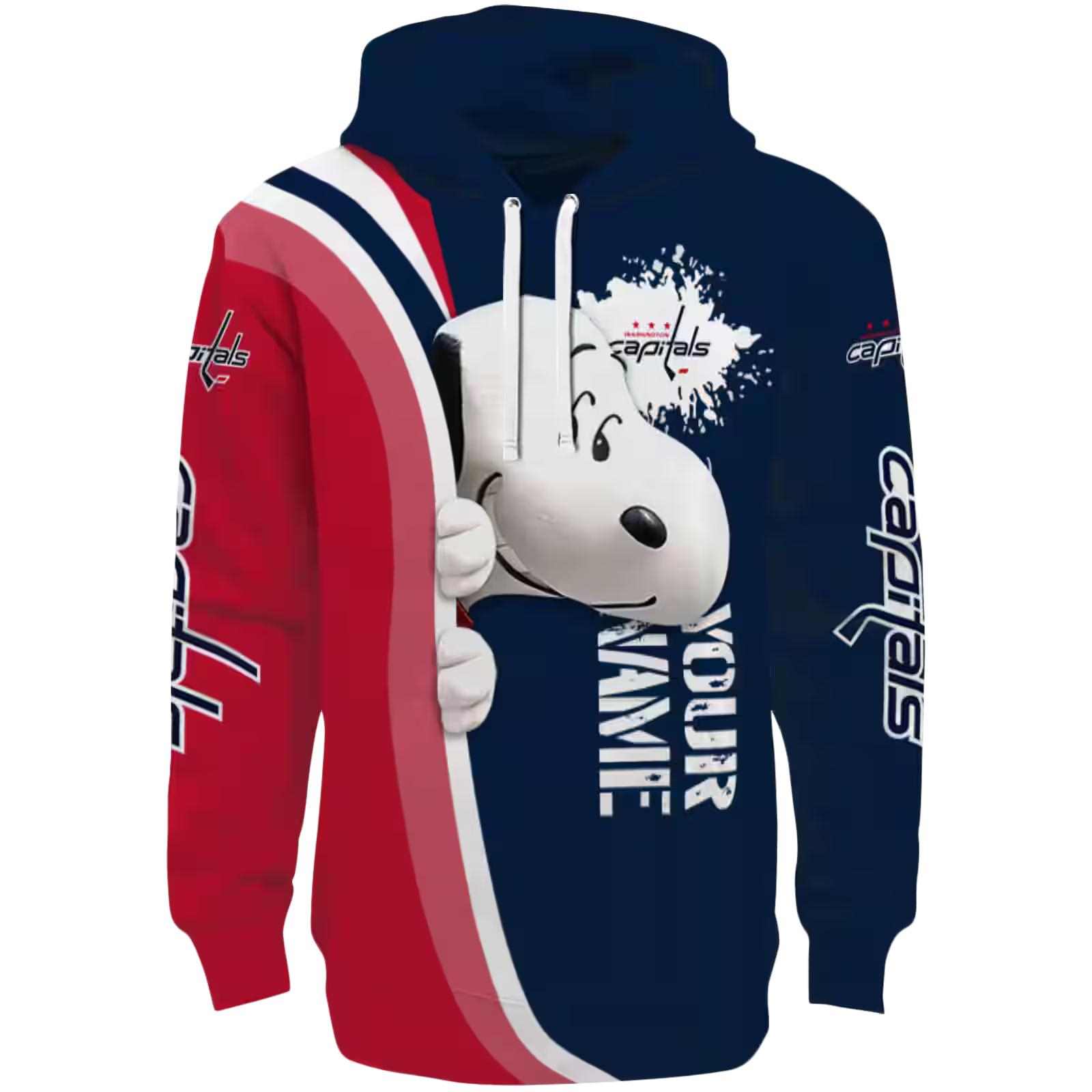 Customized Washington Capitals Peeking Snoopy Blue Hoodie