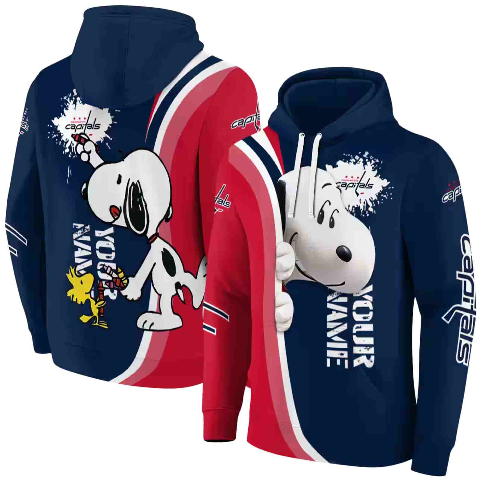 customized washington capitals peeking snoopy blue hoodie fashion forward