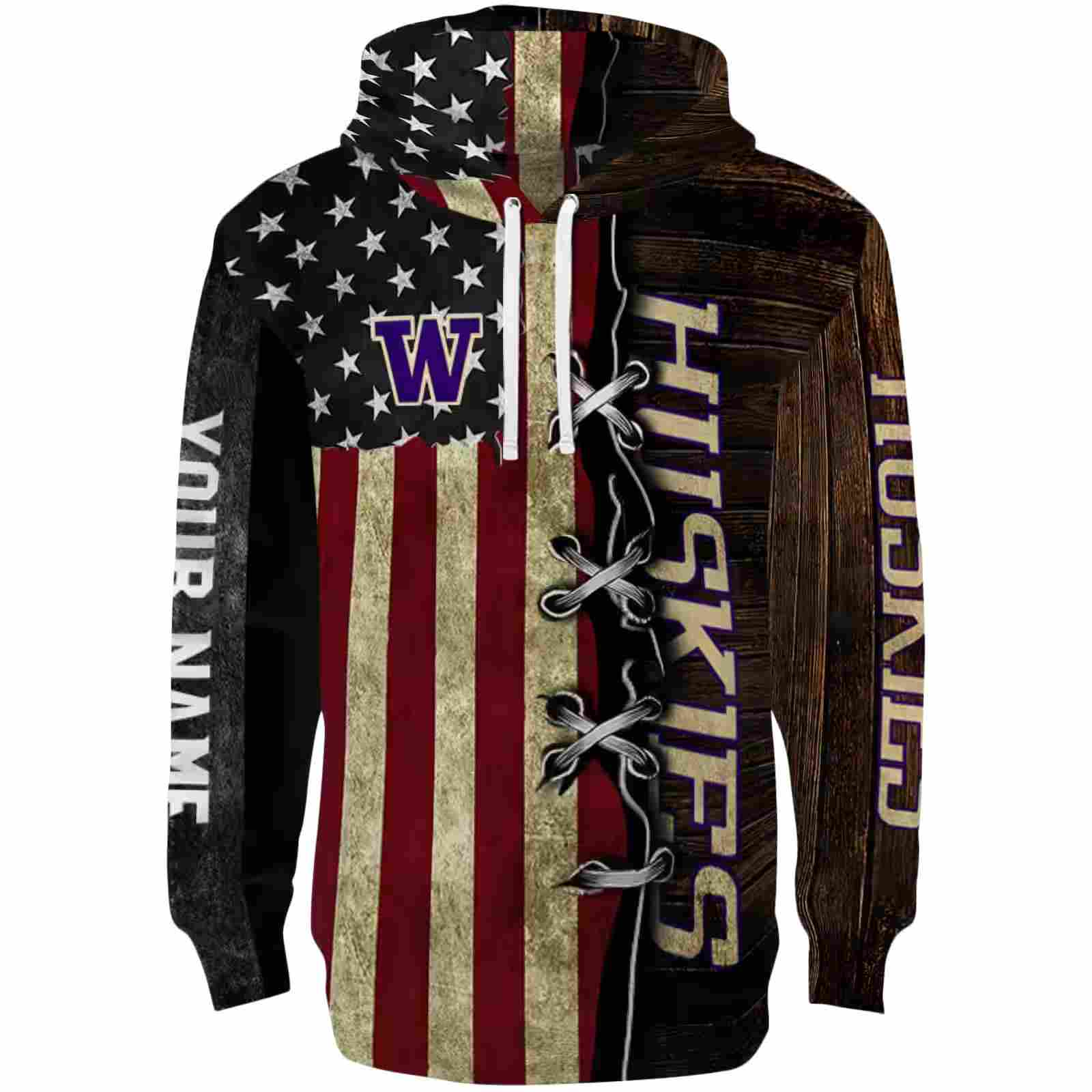 Customized Washington Huskies American Pride Hoodie