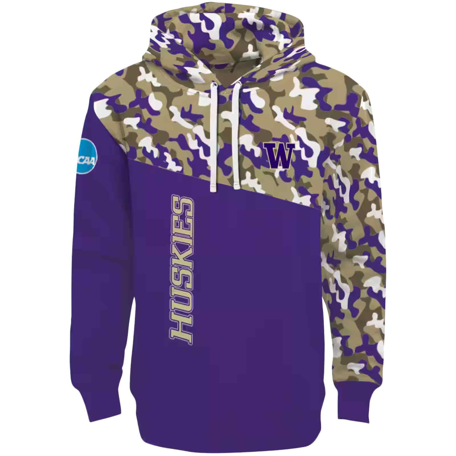 Customized Washington Huskies Camo Pattern Purple Hoodie