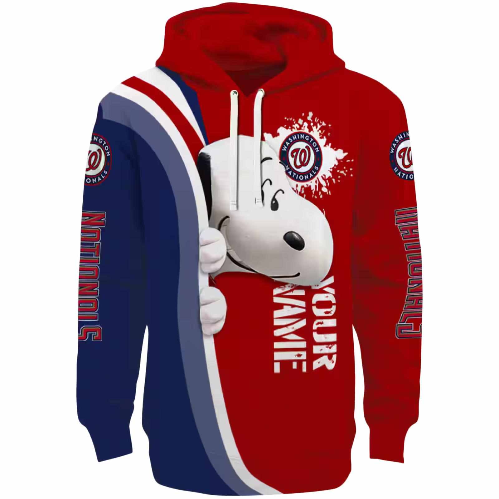 Customized Washington Nationals Peeking Snoopy Red Hoodie