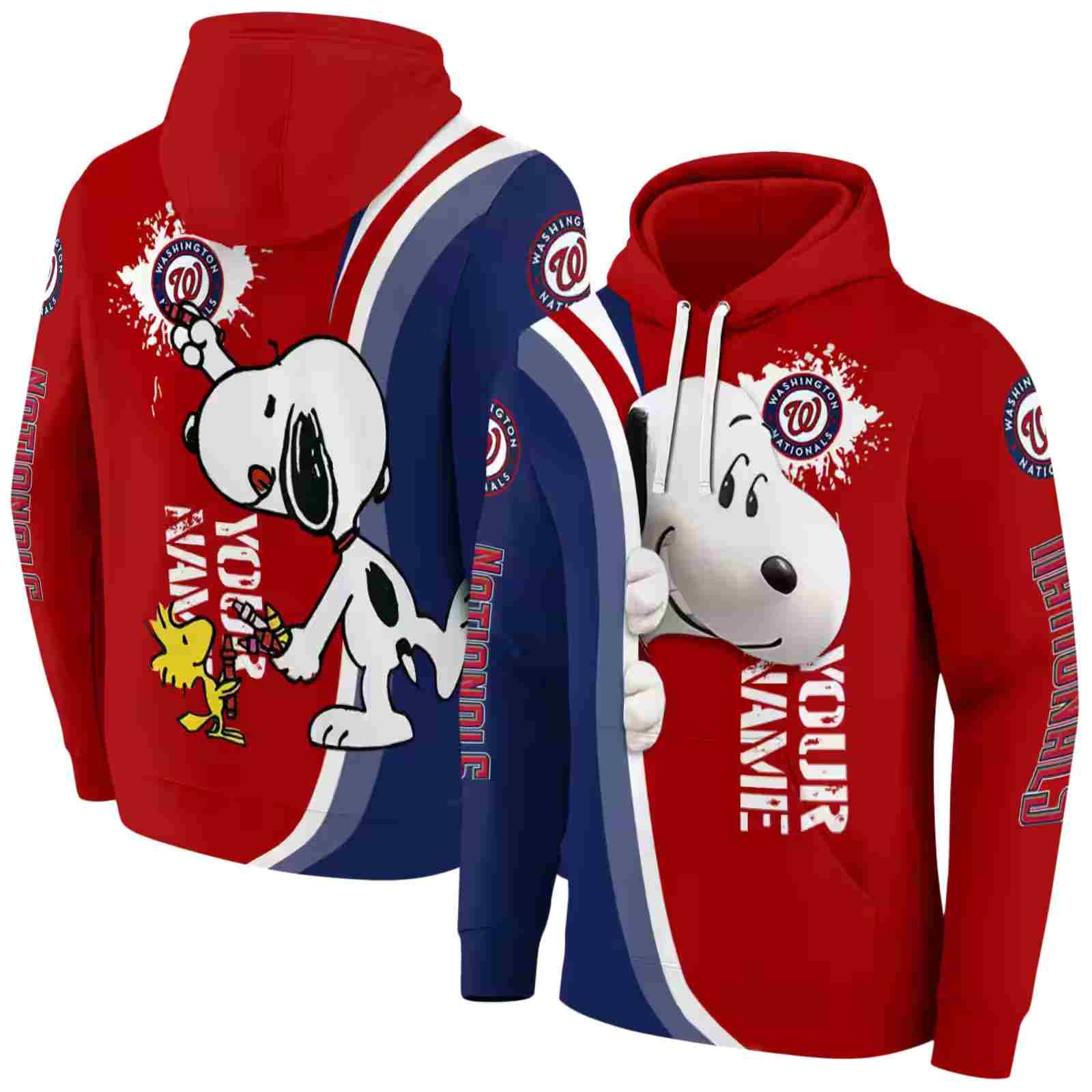 customized washington nationals peeking snoopy red hoodie fashion forward