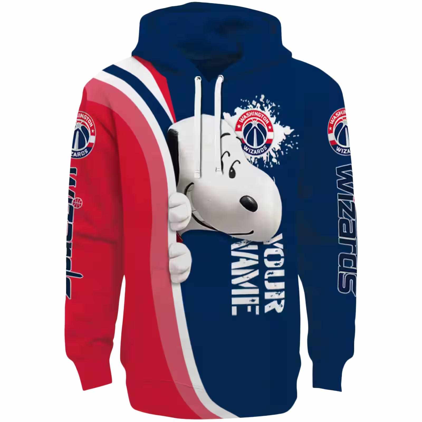 Customized Washington Wizards Peeking Snoopy Blue Hoodie