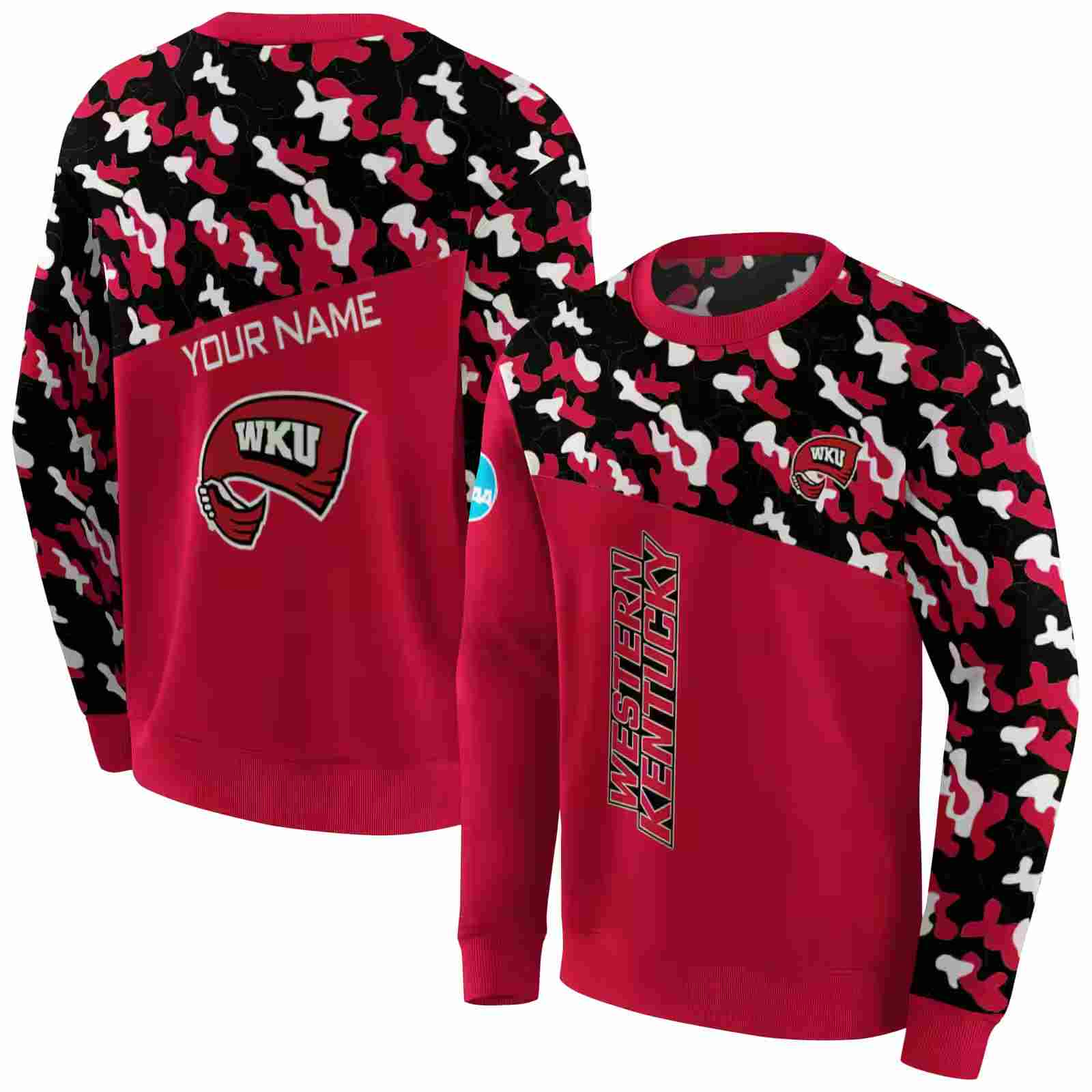 customized western kentucky hilltoppers camo pattern red hoodie premium grade