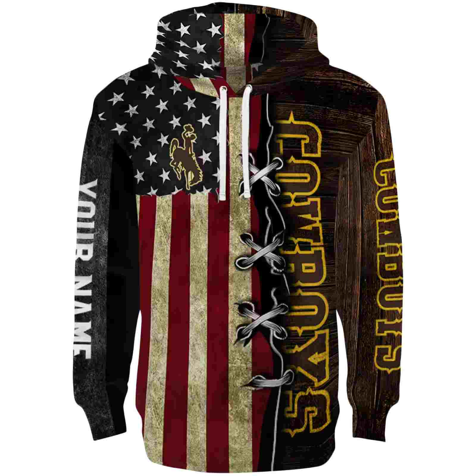 Customized Wyoming Cowboys American Pride Hoodie