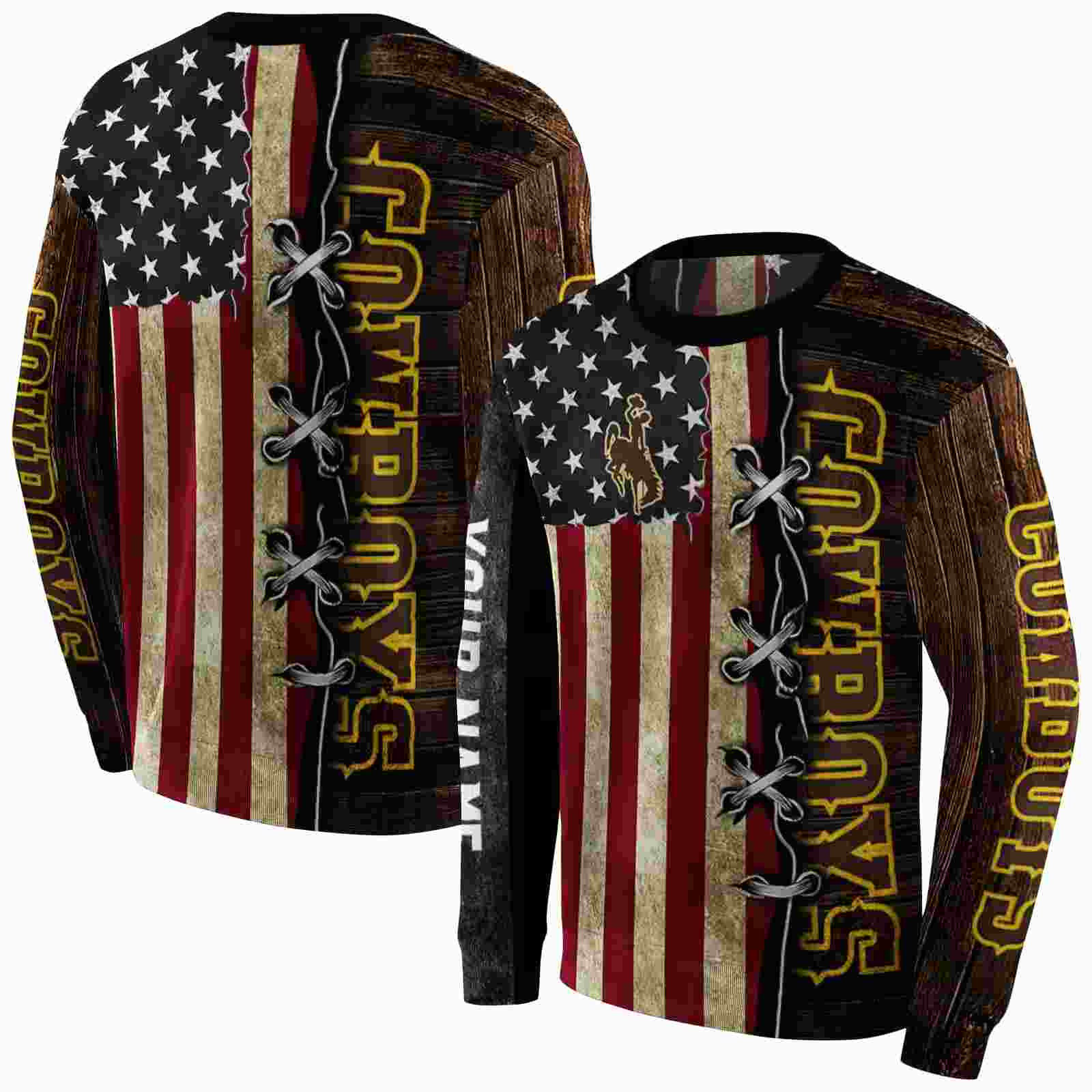 customized wyoming cowboys american pride hoodie premium grade