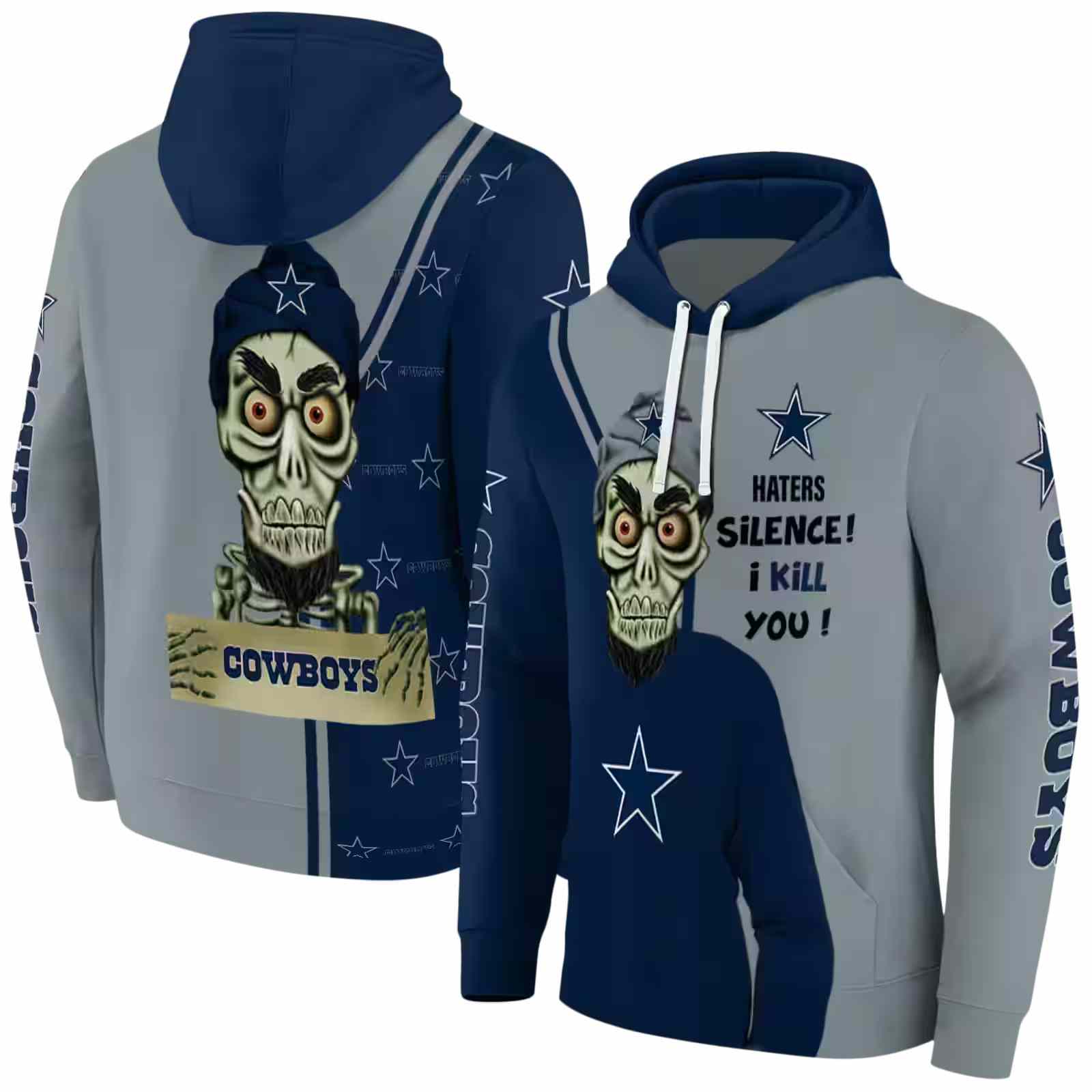 dallas cowboys achmed skull blue hoodie fashion forward