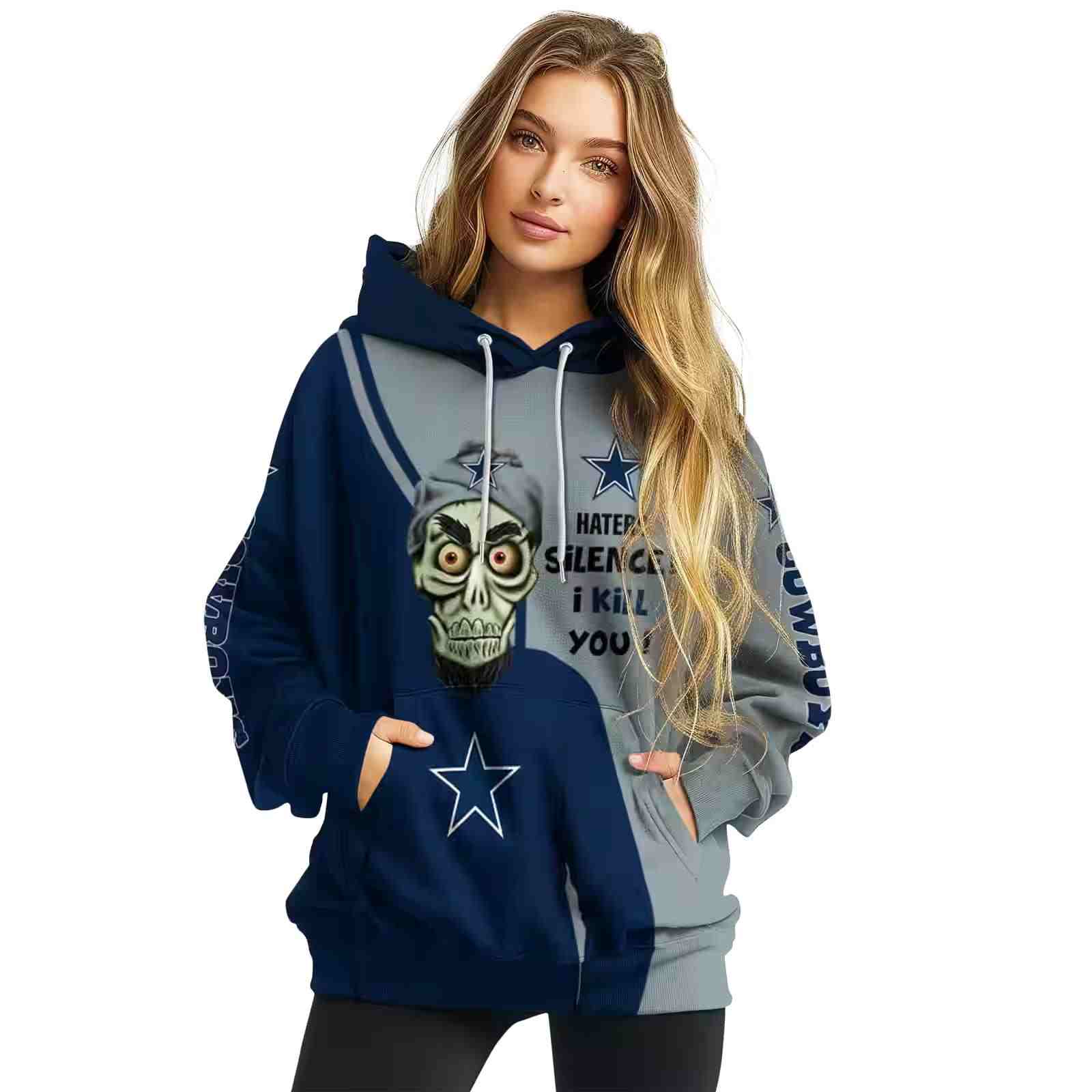 dallas cowboys achmed skull blue hoodie high quality