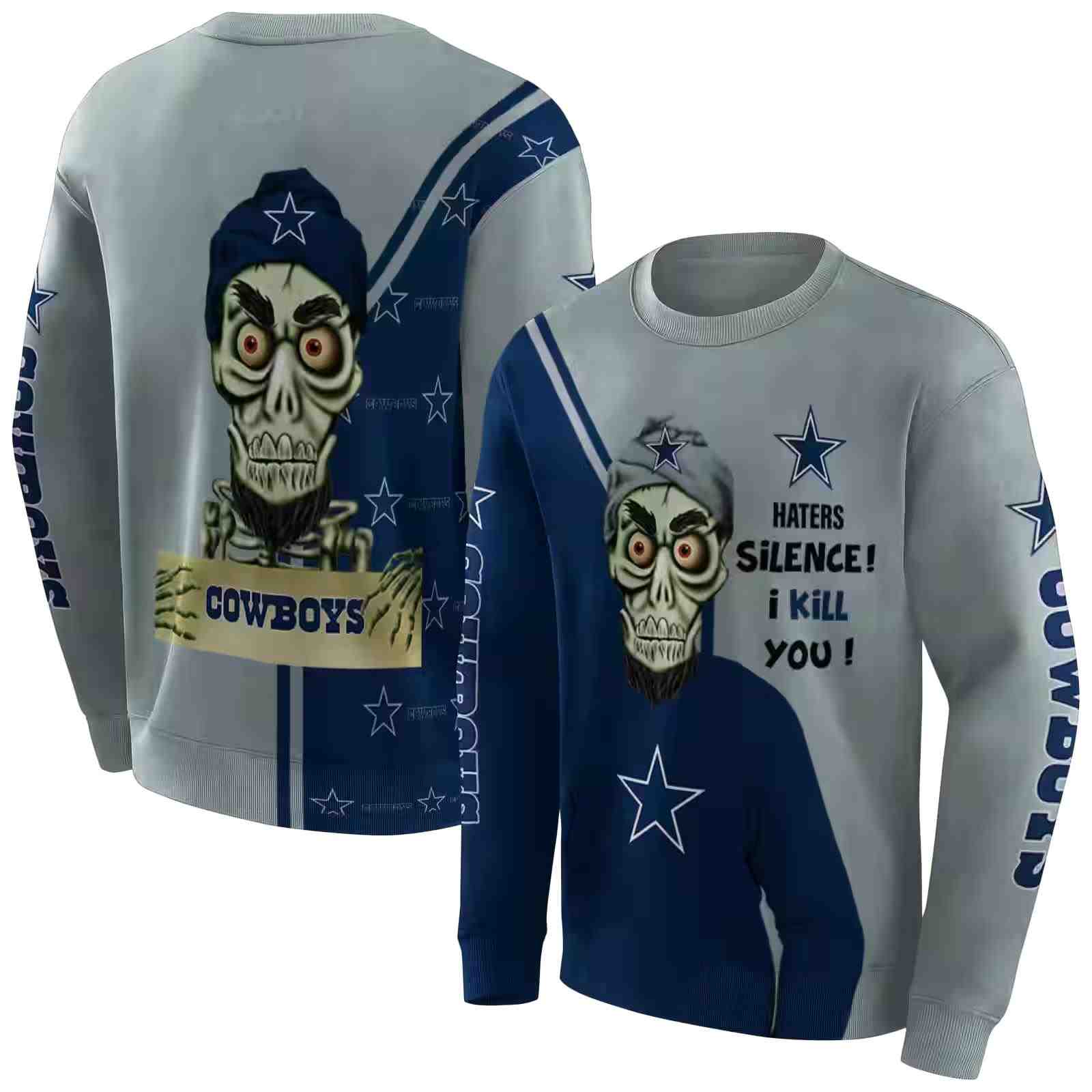 dallas cowboys achmed skull blue hoodie premium grade