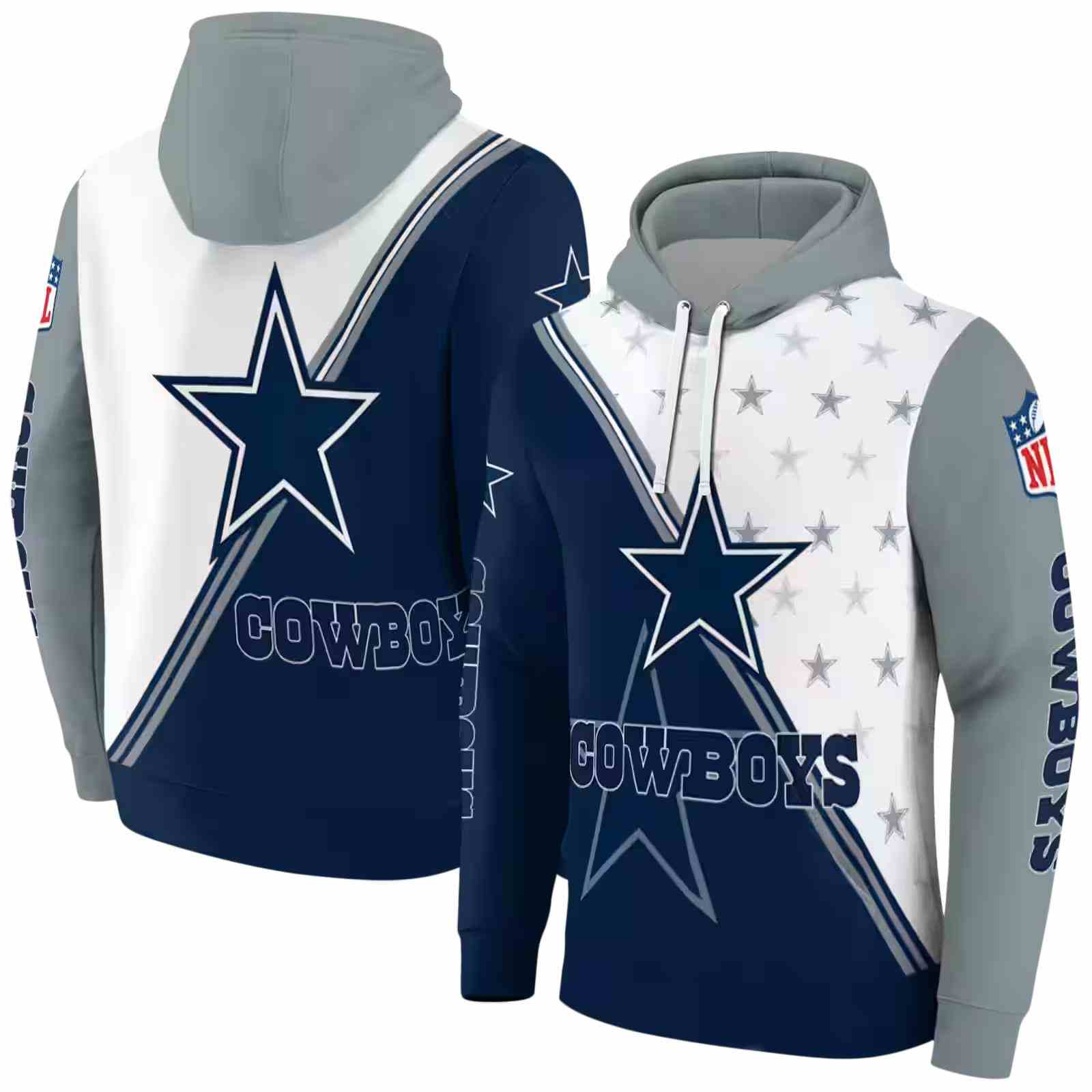 dallas cowboys diagonal stripe blue white hoodie fashion forward