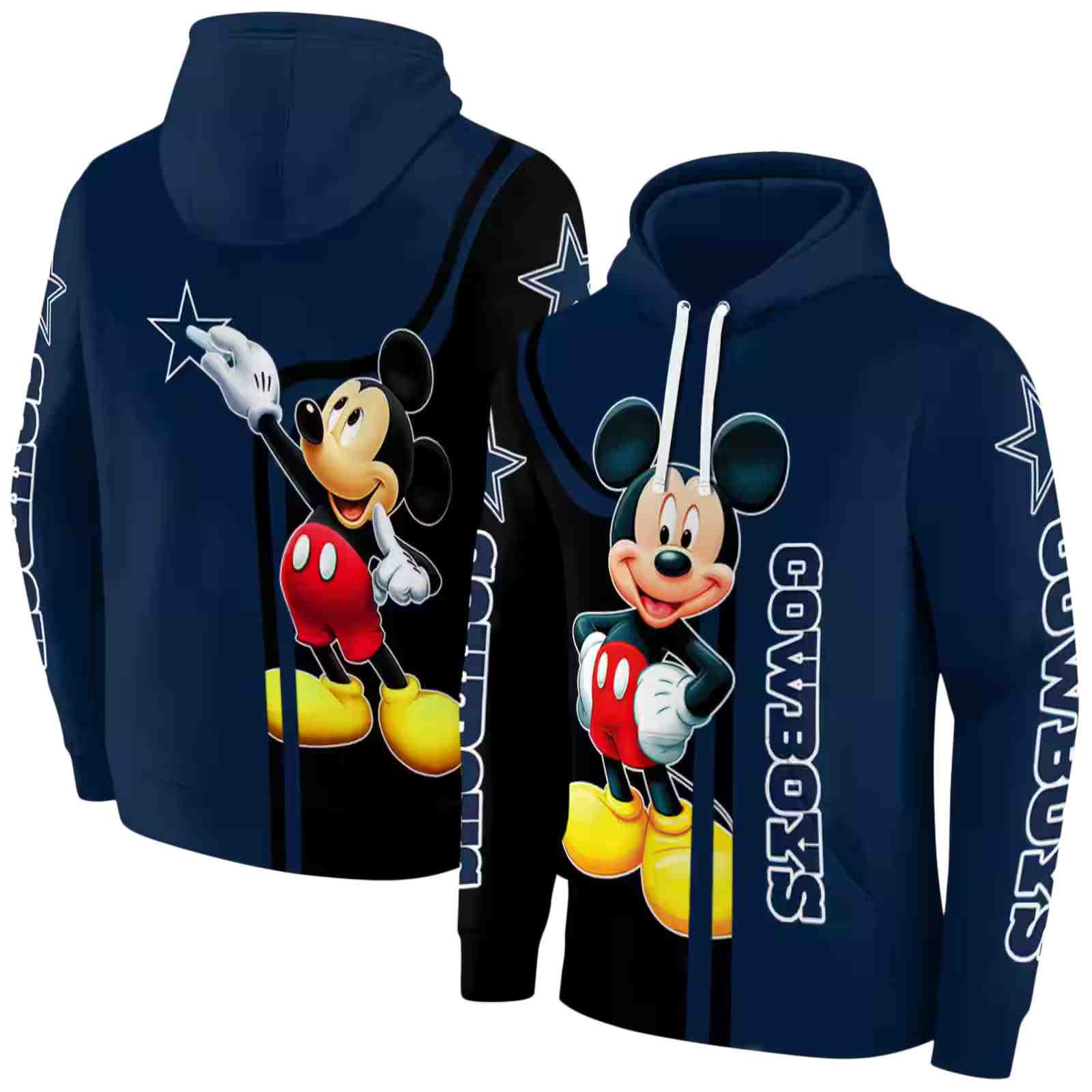 dallas cowboys mickey mouse blue black hoodie fashion forward