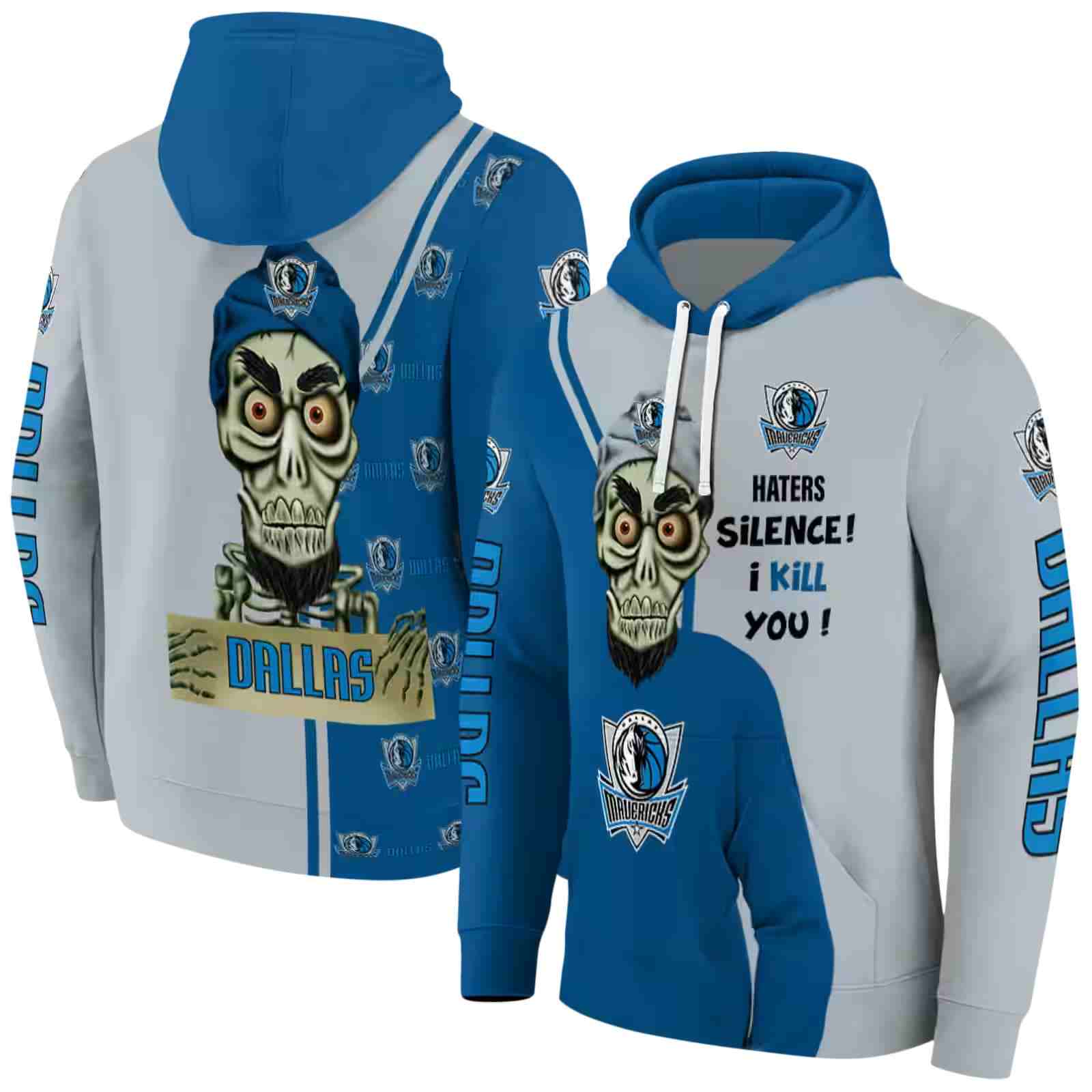 dallas mavericks achmed skull blue hoodie fashion forward