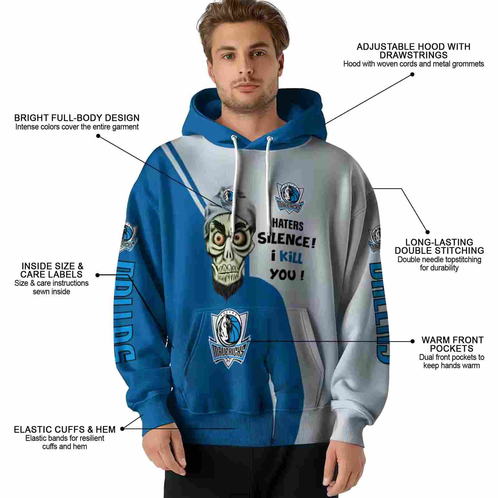 dallas mavericks achmed skull blue hoodie latest model