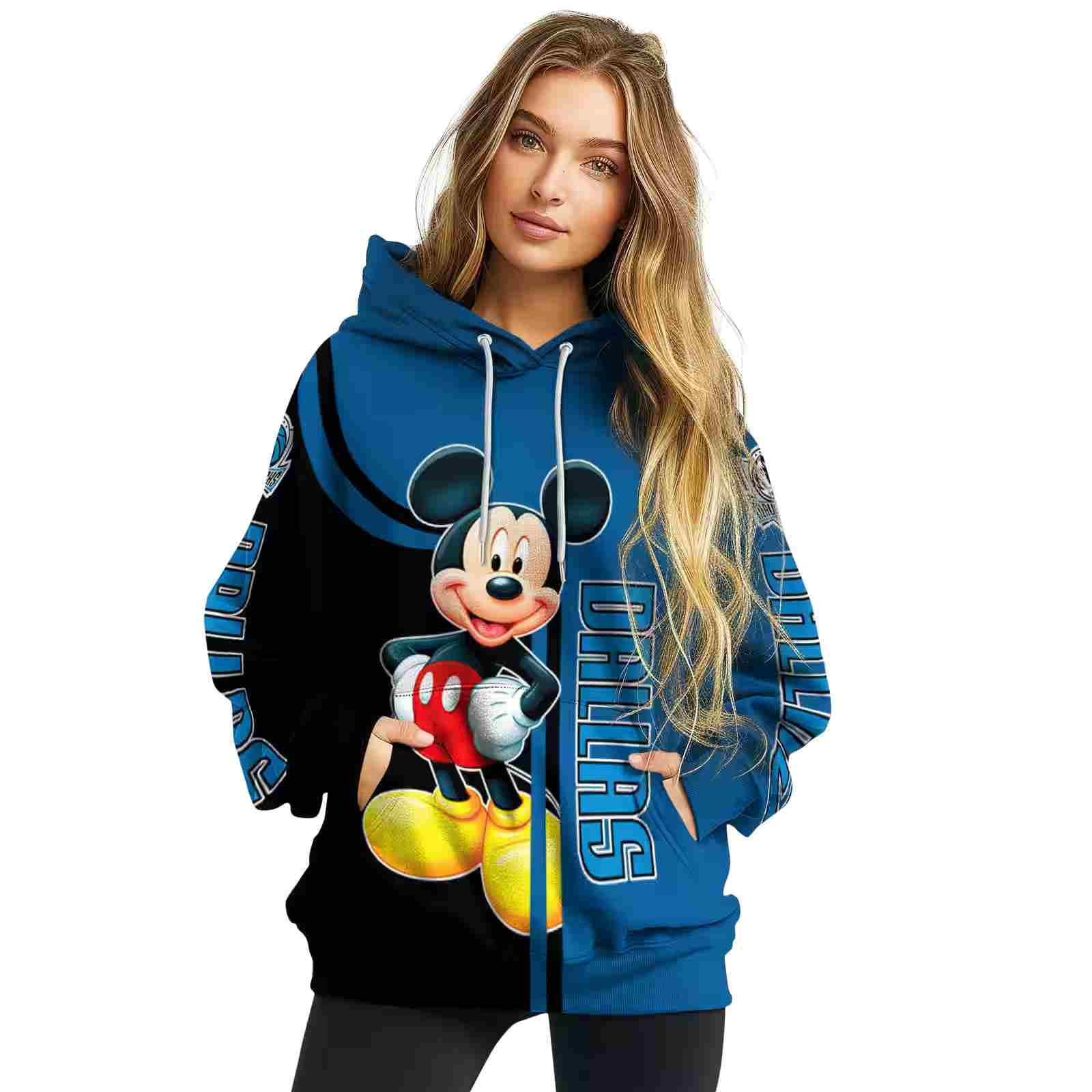 dallas mavericks mickey mouse blue black hoodie high quality