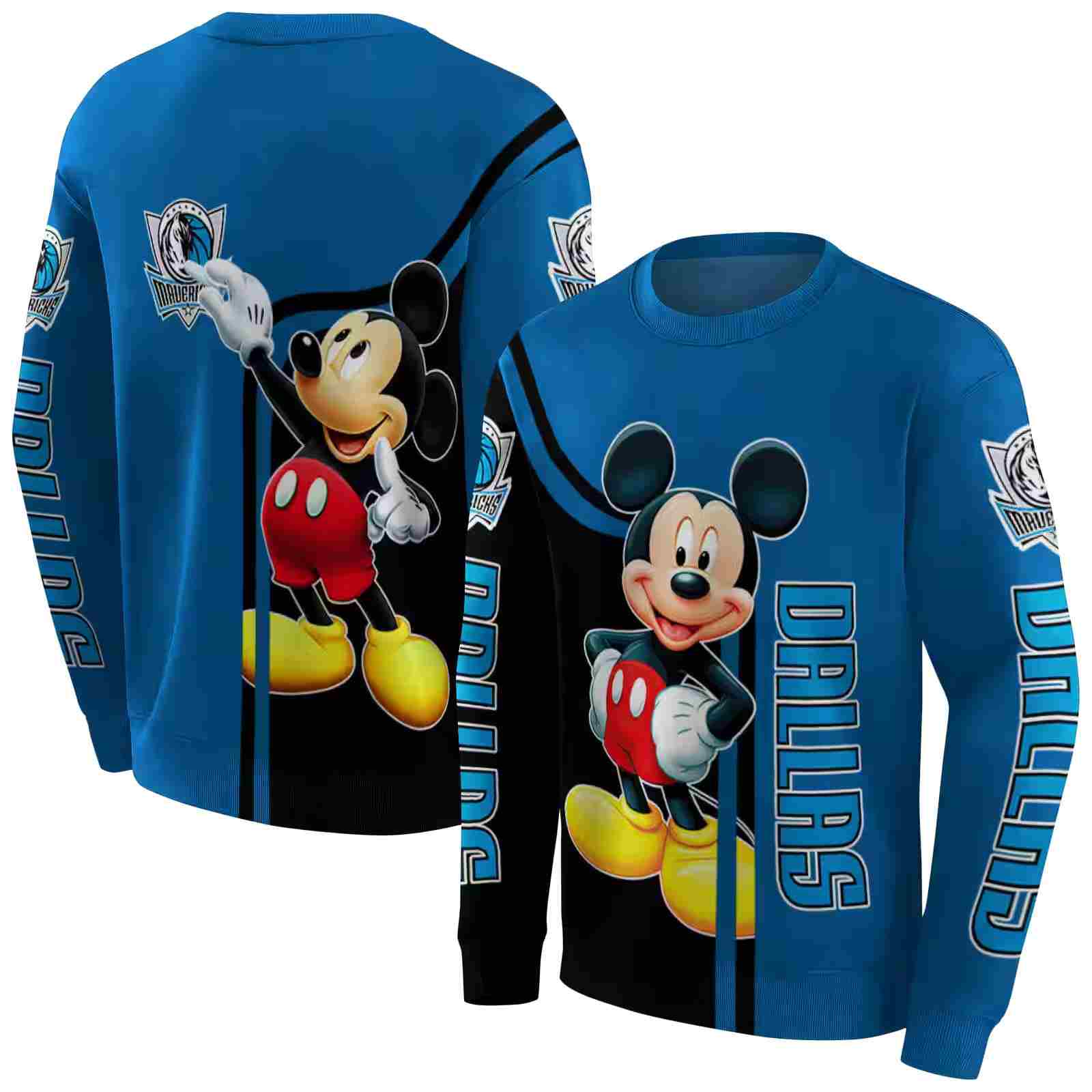 dallas mavericks mickey mouse blue black hoodie premium grade