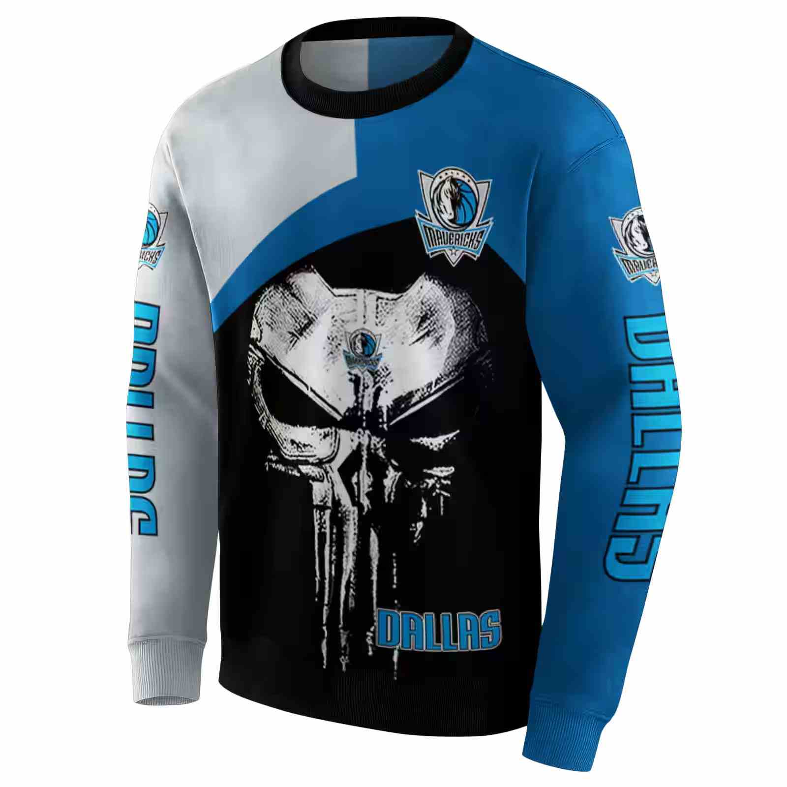 dallas mavericks skull punisher silver black hoodie new arrival