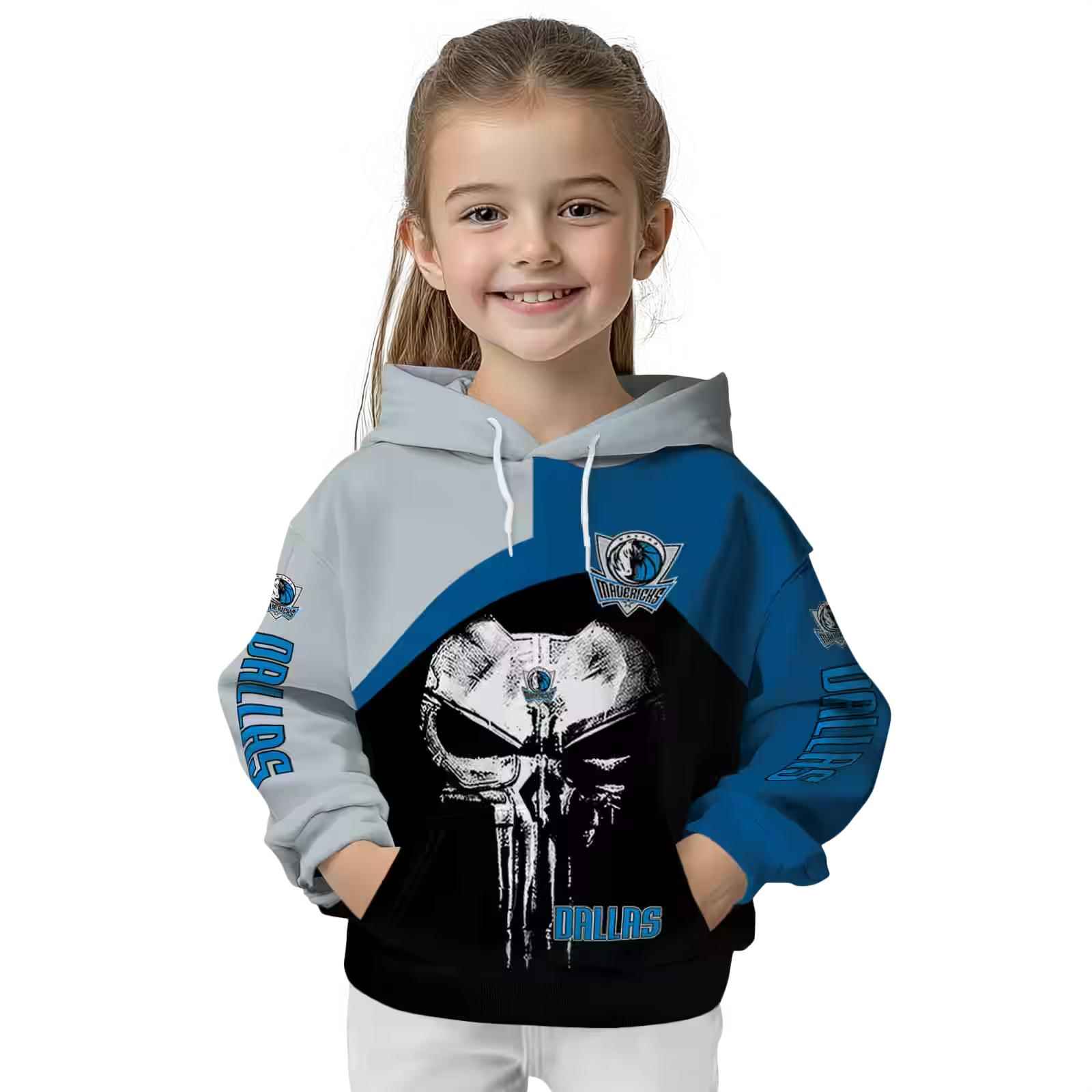 dallas mavericks skull punisher silver black hoodie top rated