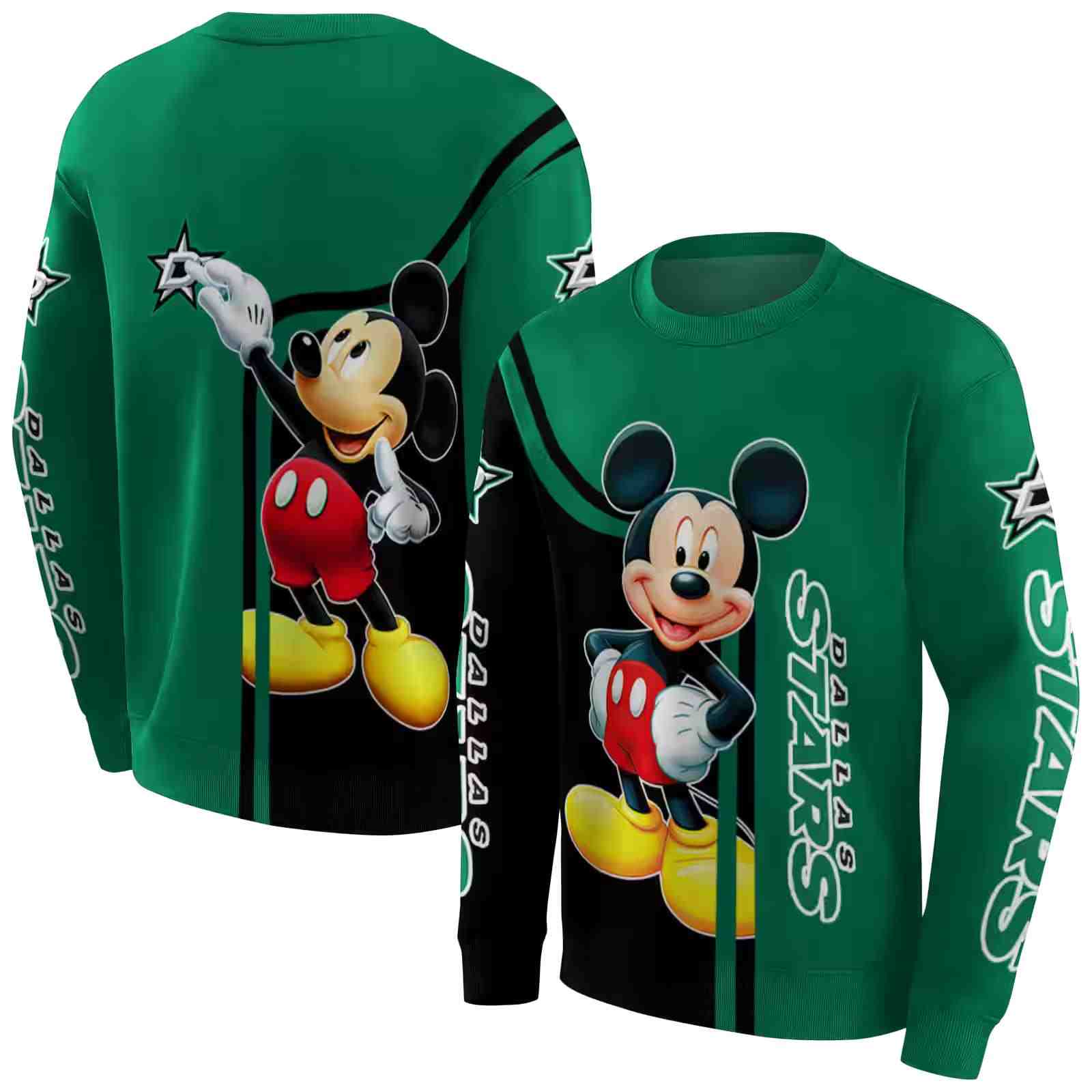 dallas stars mickey mouse green black hoodie premium grade