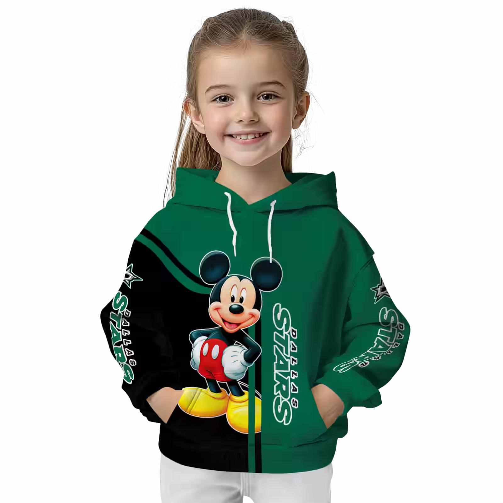 dallas stars mickey mouse green black hoodie top rated