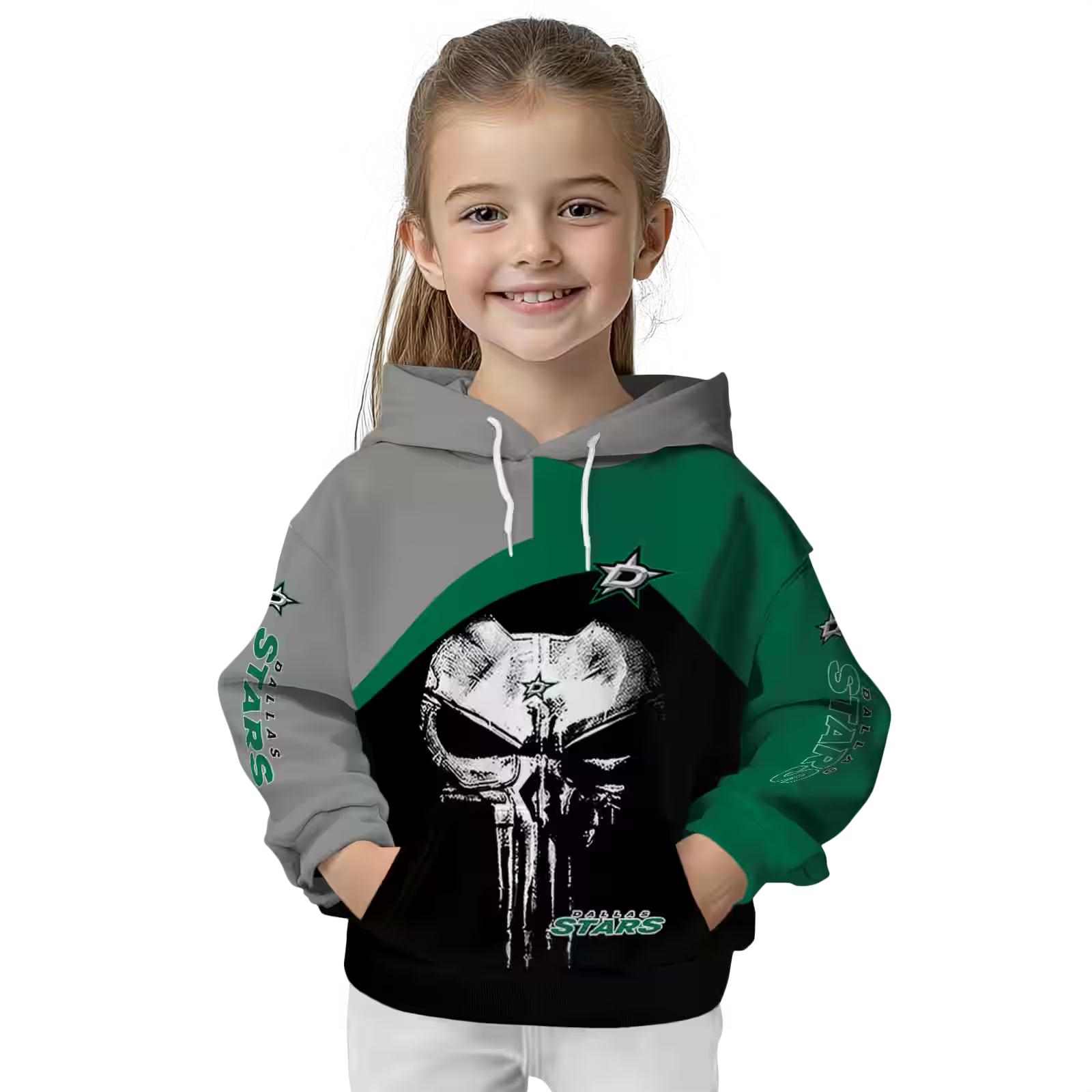 dallas stars skull punisher silver black hoodie top rated