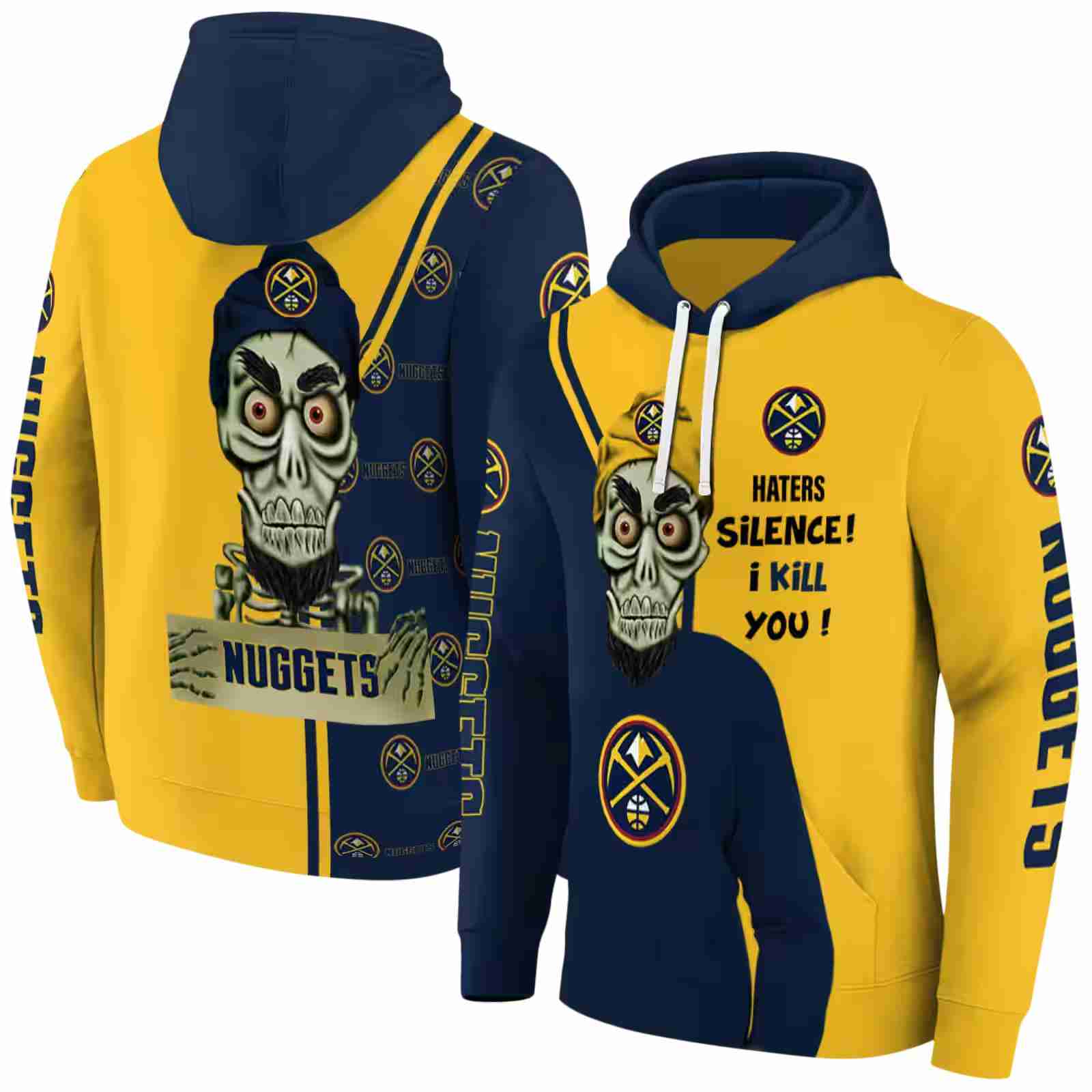 denver nuggets achmed skull blue hoodie fashion forward