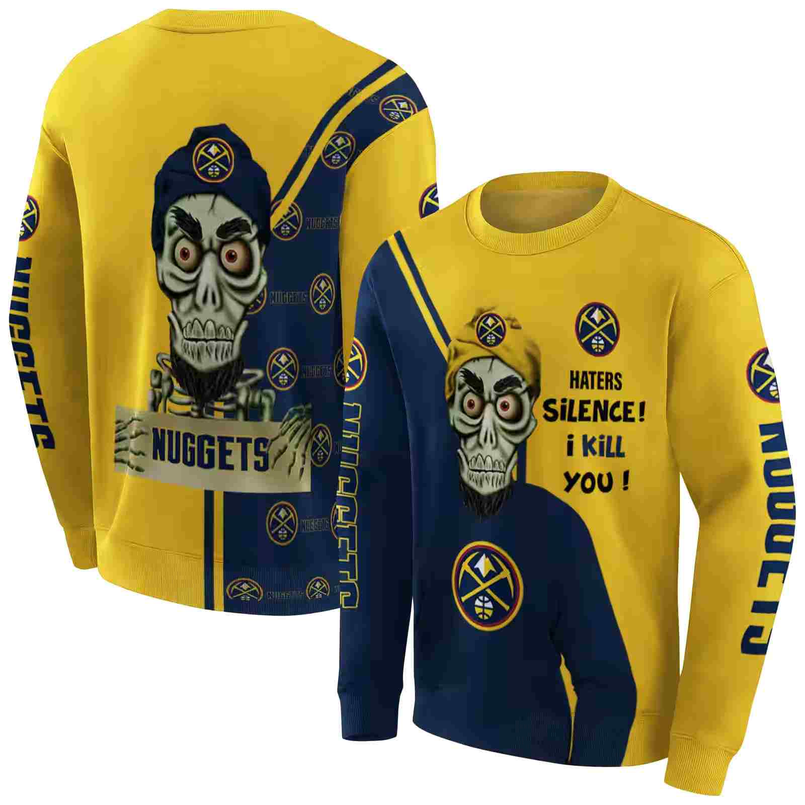 denver nuggets achmed skull blue hoodie premium grade