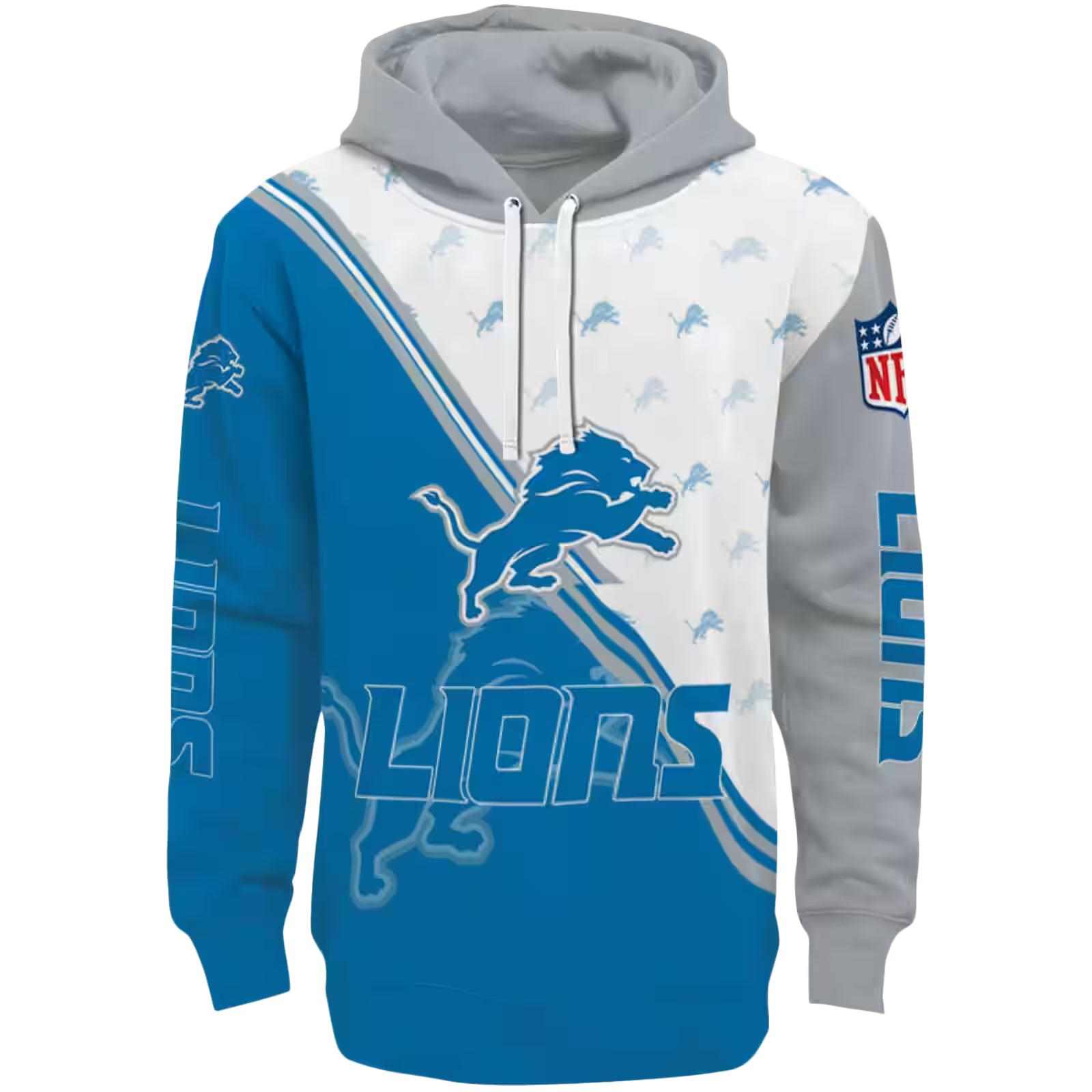 Detroit Lions Diagonal Stripe Blue White Hoodie
