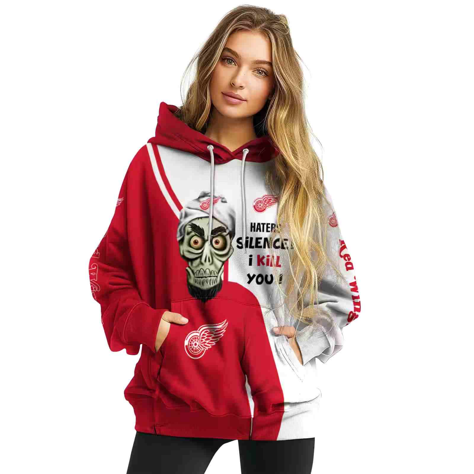 detroit red wings achmed skull red hoodie high quality