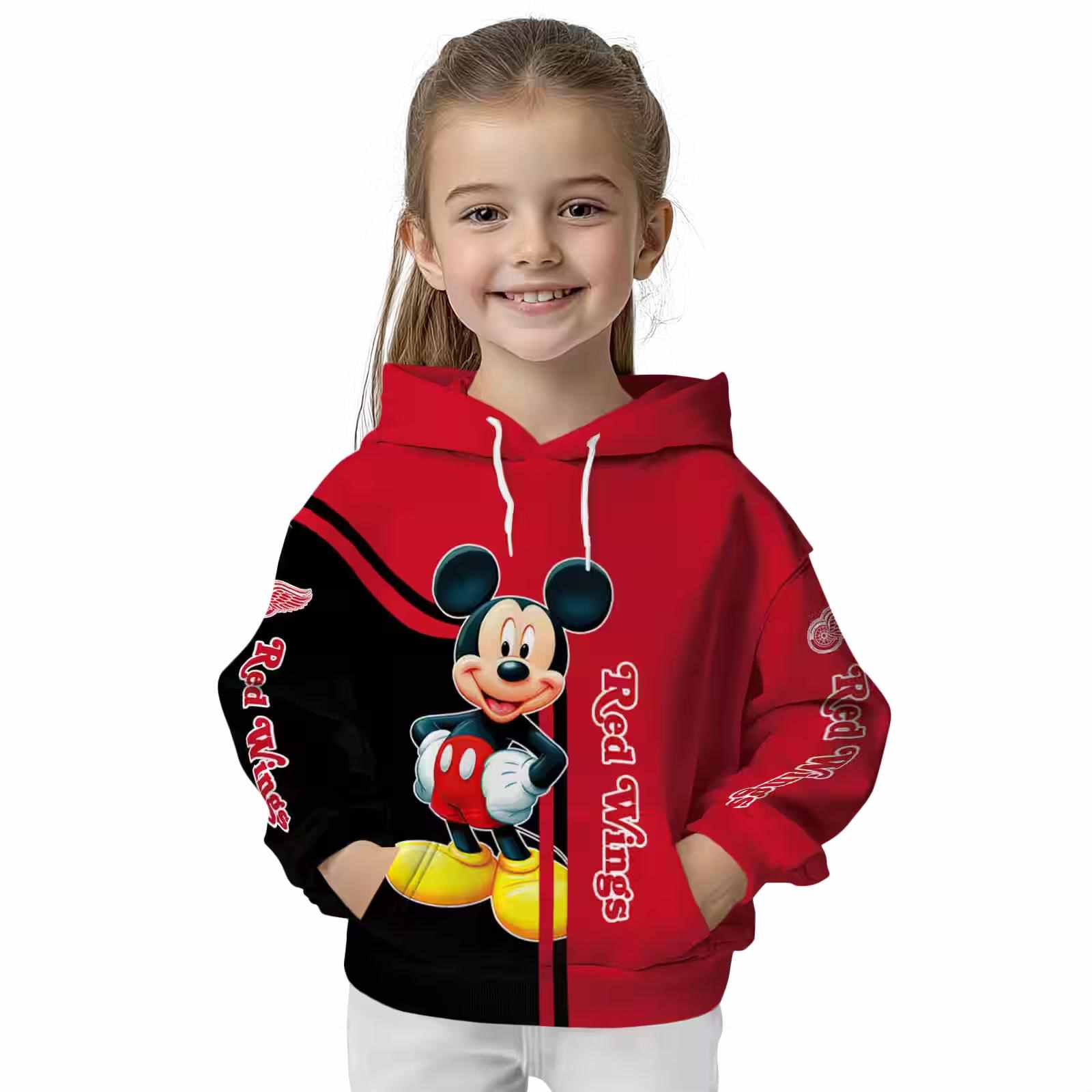 detroit red wings mickey mouse red black hoodie top rated