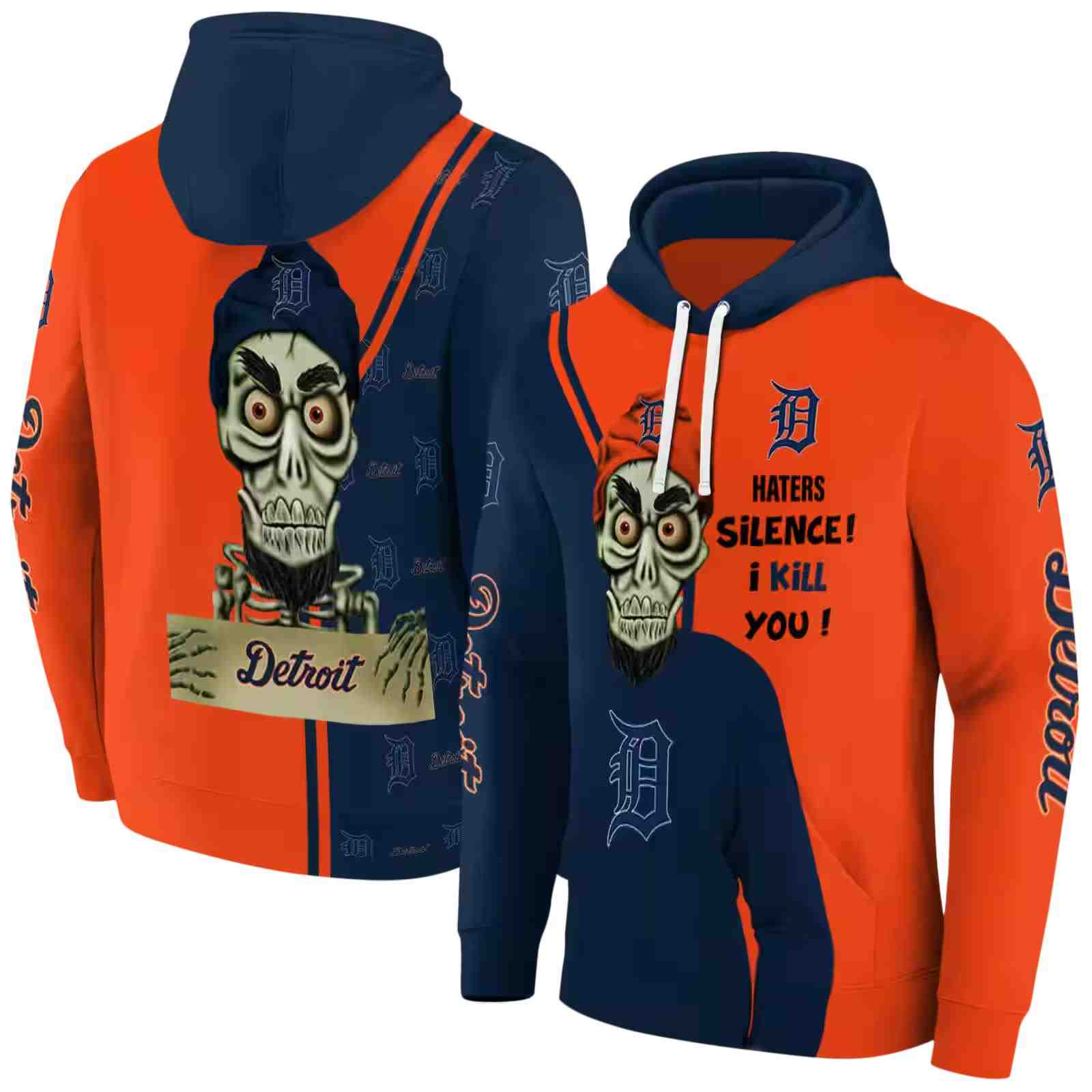 detroit tigers achmed skull navy hoodie fashion forward