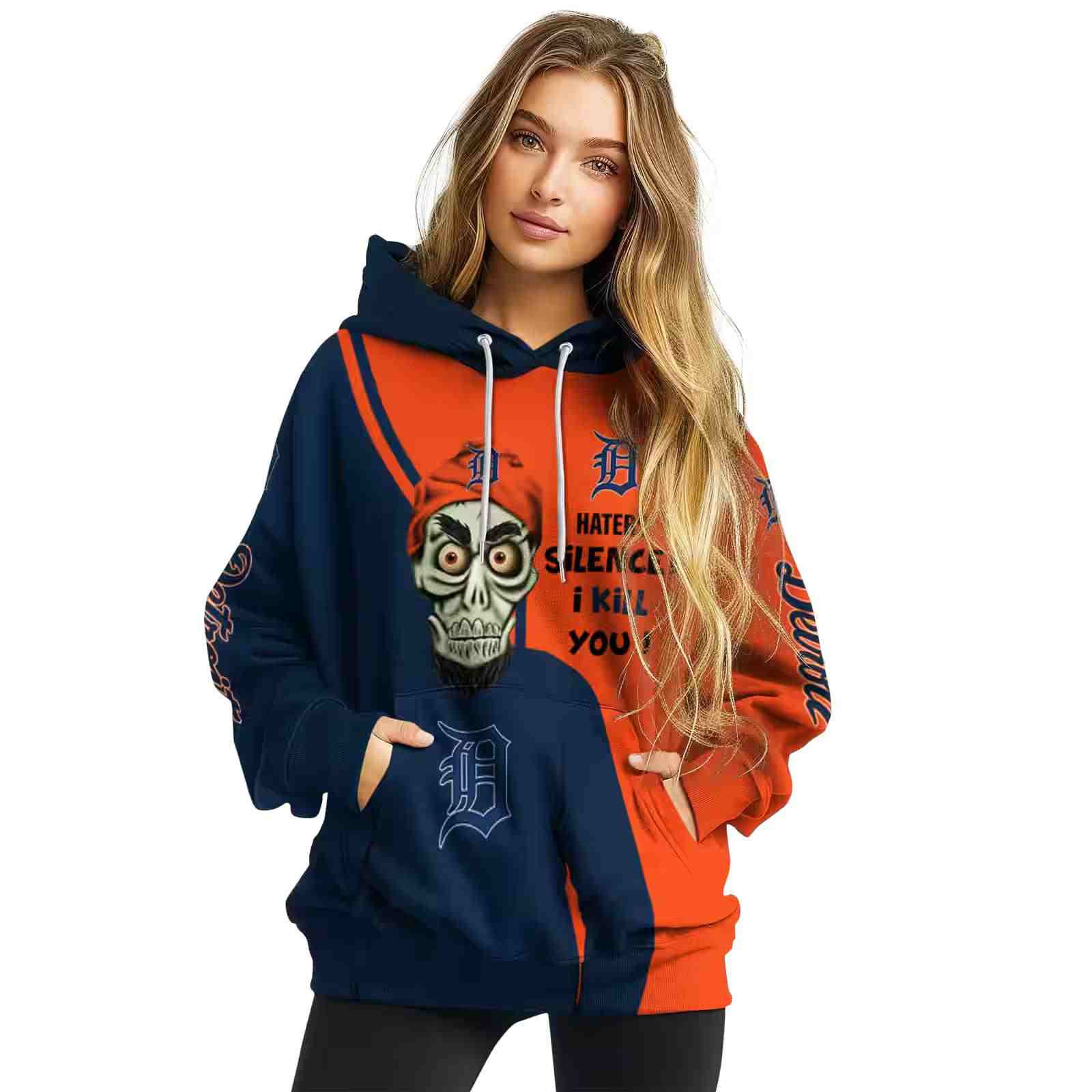 detroit tigers achmed skull navy hoodie high quality