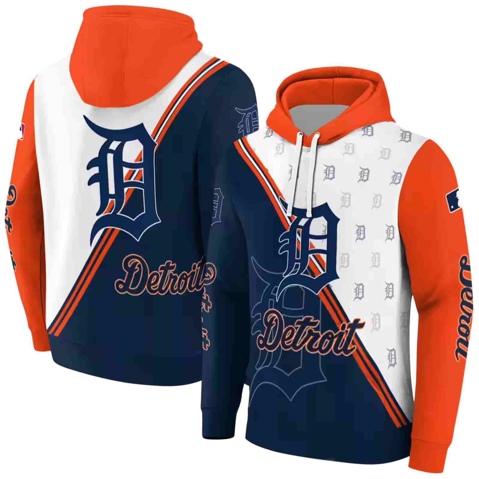 detroit tigers diagonal stripe navy white hoodie fashion forward