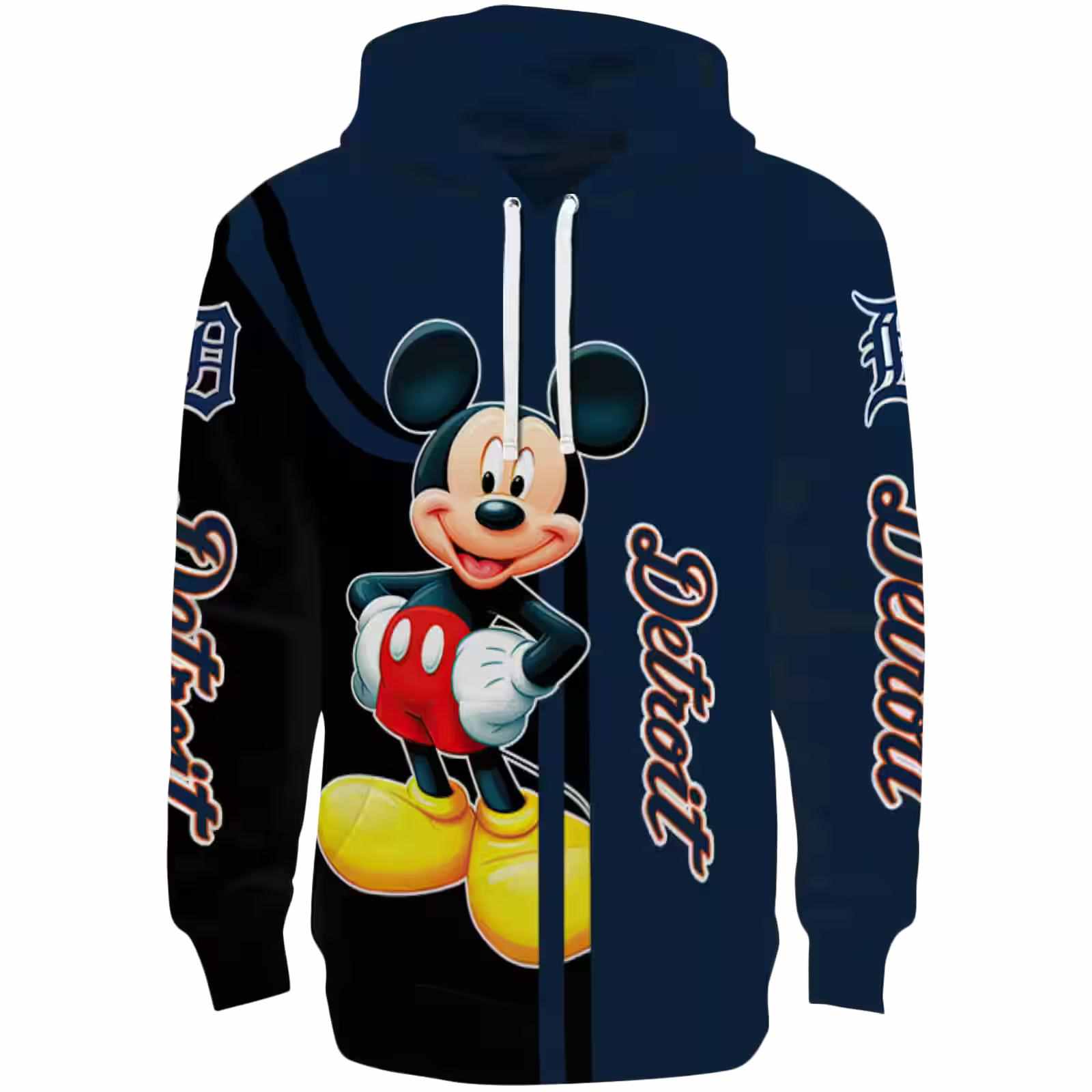 Detroit Tigers Mickey Mouse Navy Black Hoodie