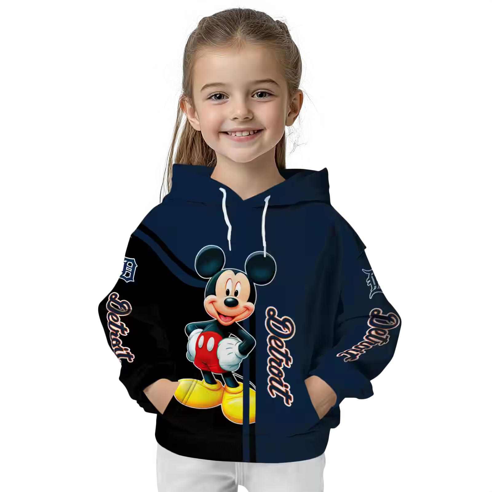 detroit tigers mickey mouse navy black hoodie top rated