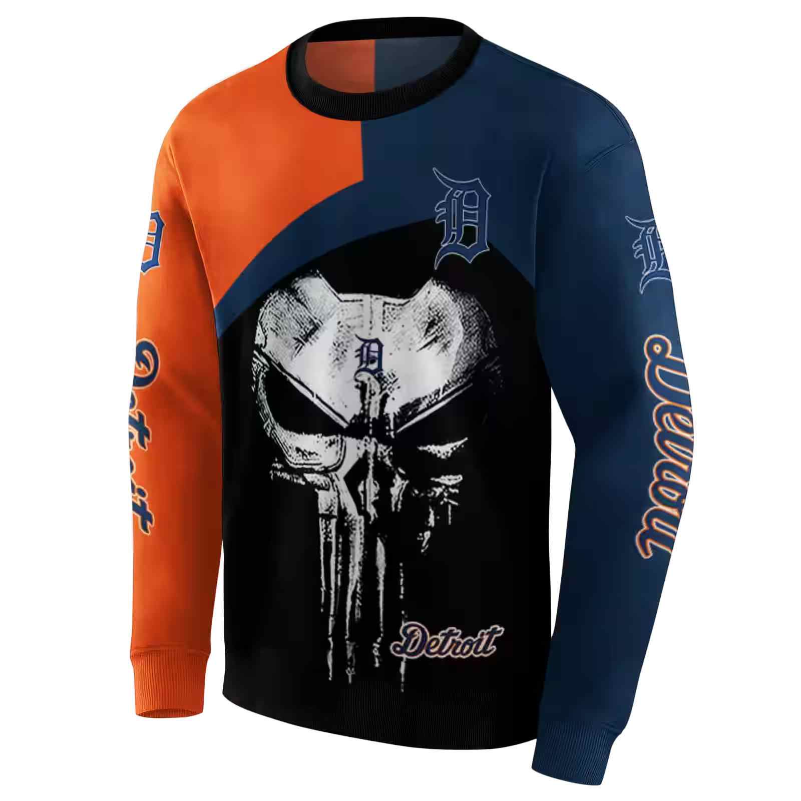 detroit tigers skull punisher orange black hoodie new arrival