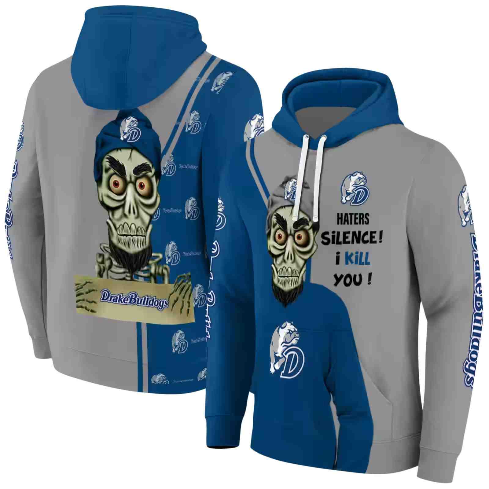 drake bulldogs achmed skull blue hoodie fashion forward