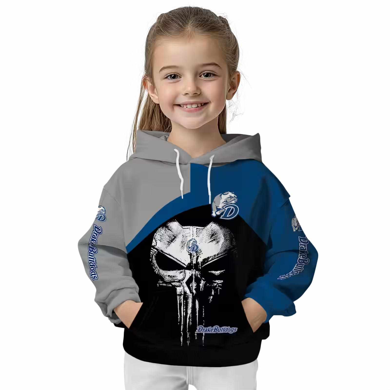 drake bulldogs skull punisher gray black hoodie top rated