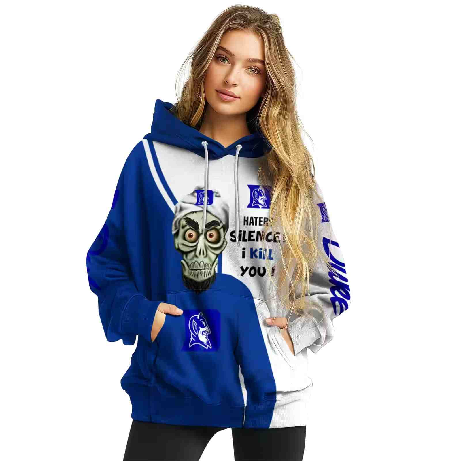 duke blue devils achmed skull blue hoodie high quality