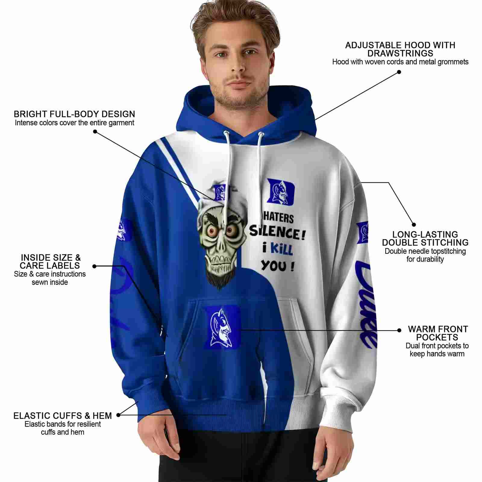 duke blue devils achmed skull blue hoodie latest model