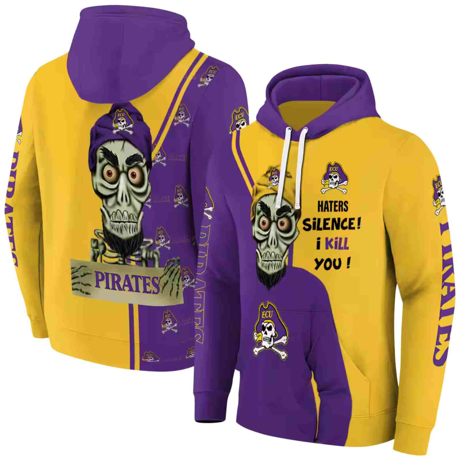 east carolina pirates achmed skull purple hoodie fashion forward