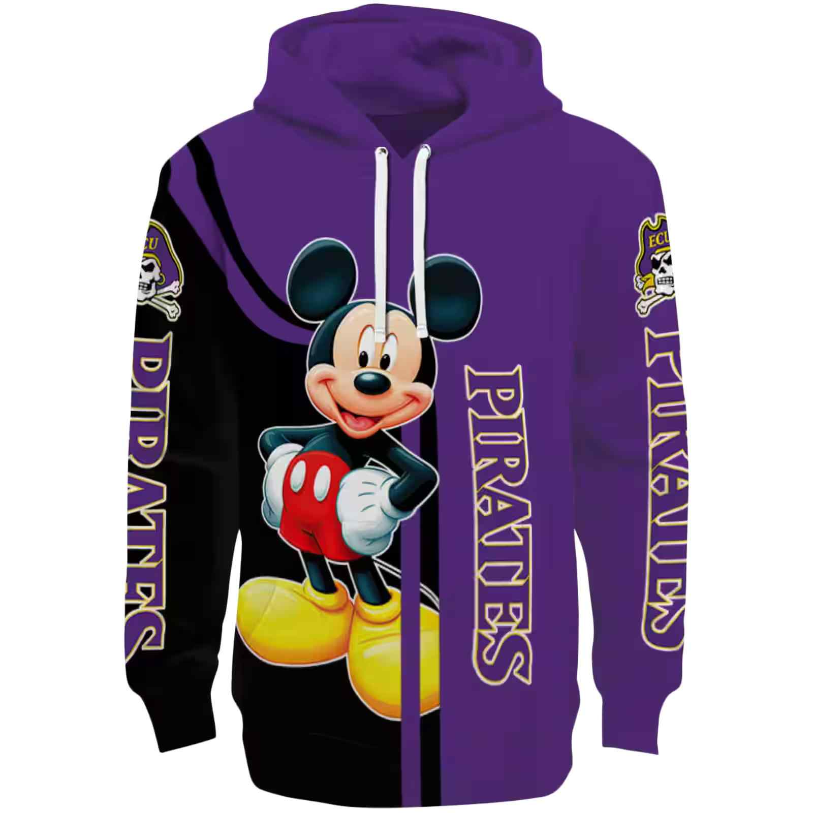 East Carolina Pirates Mickey Mouse Purple Black Hoodie