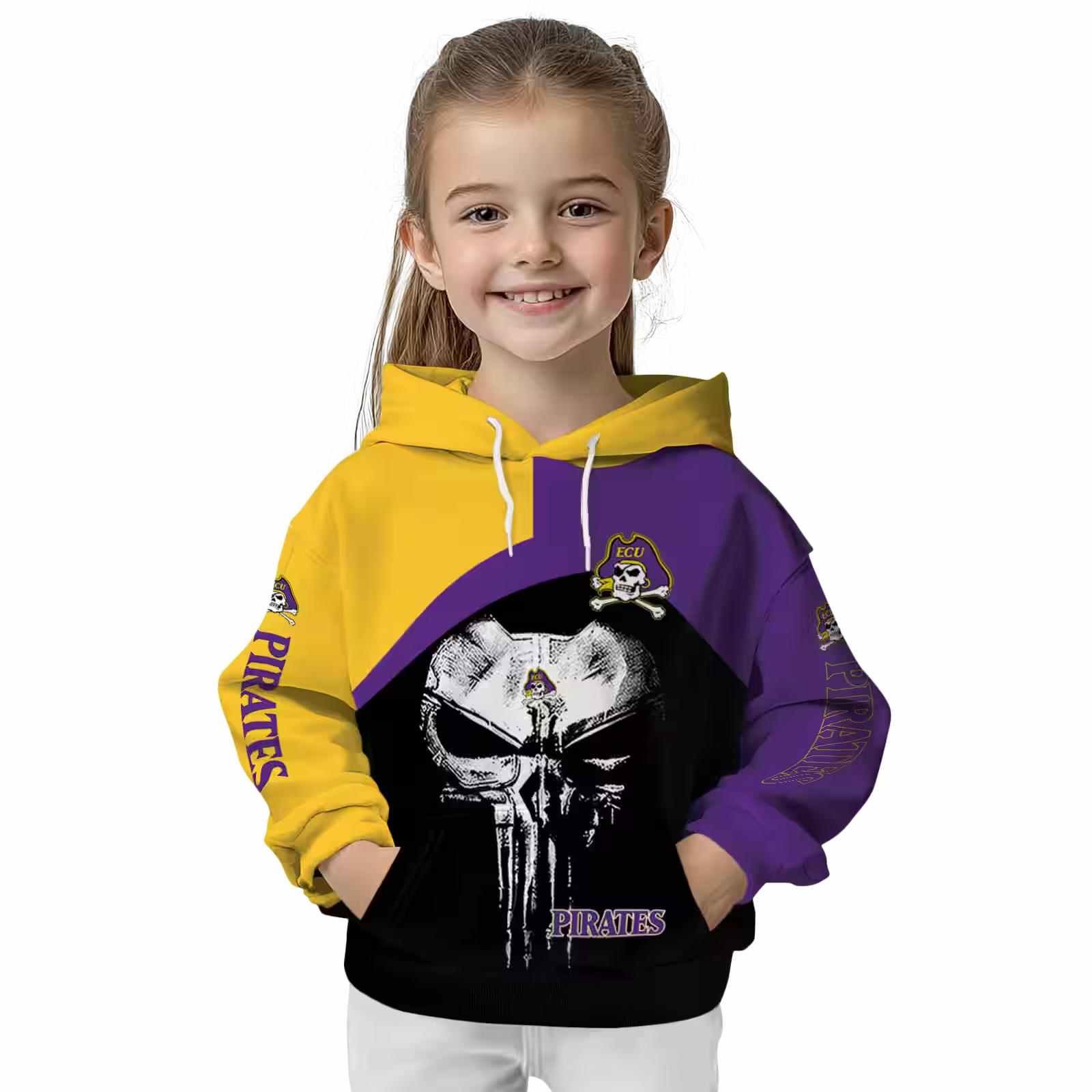 east carolina pirates skull punisher gold black hoodie top rated